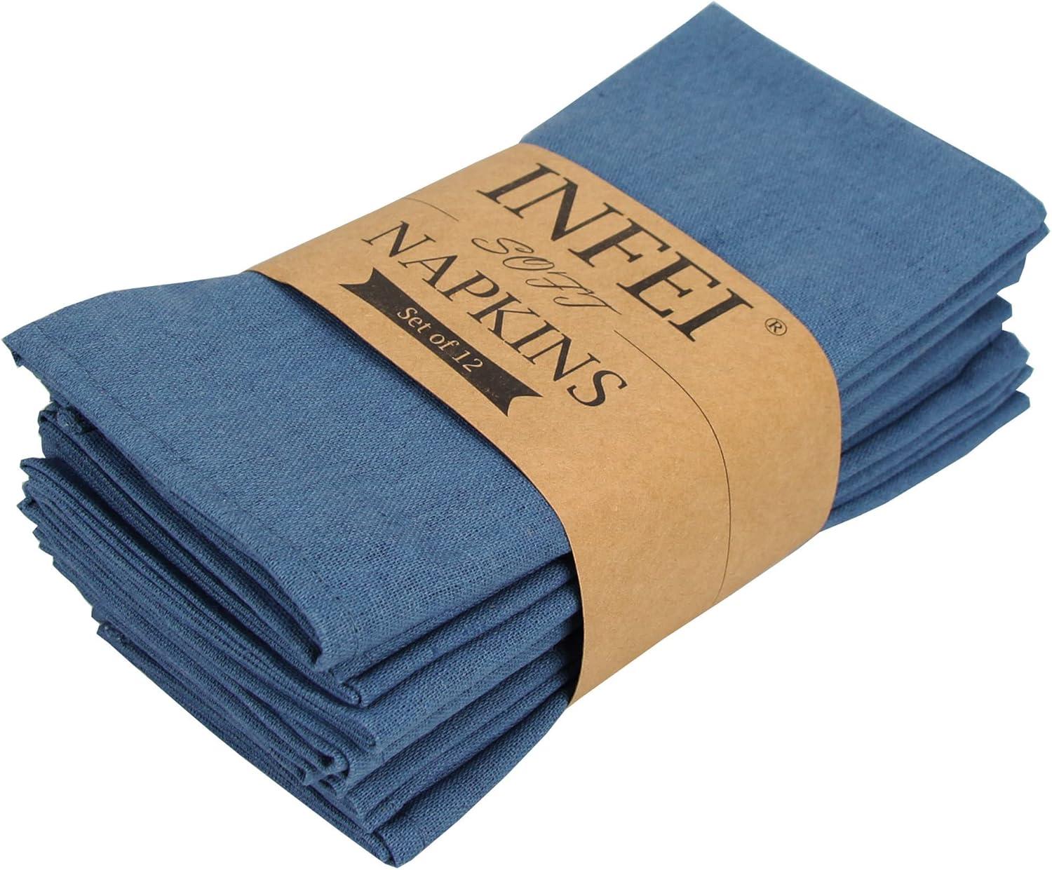 Solid Color Linen Cotton Thin Dinner Cloth Napkins Set of 12 (40 x 40 cm) for Events & Home Use