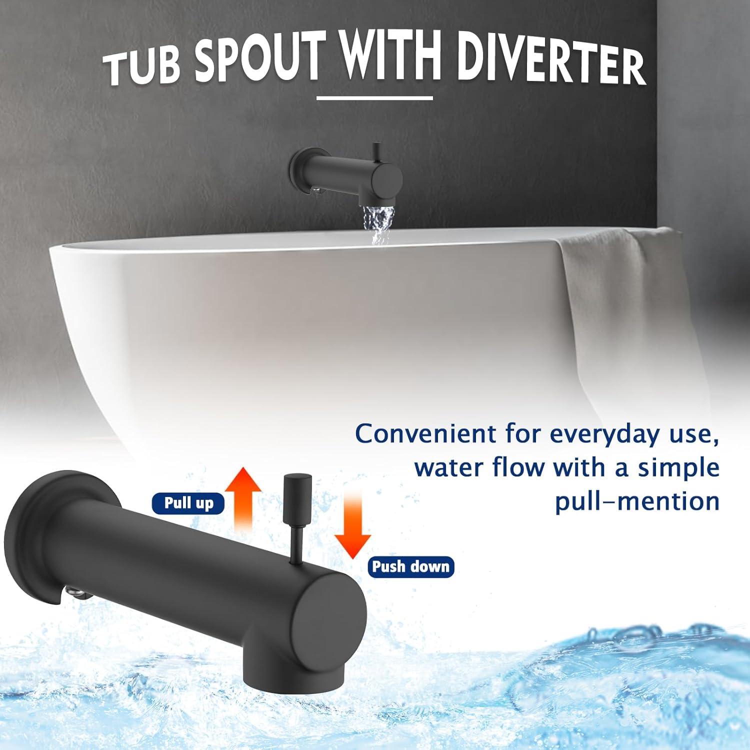 Wall Mounted Tub Spout Trim with Diverter