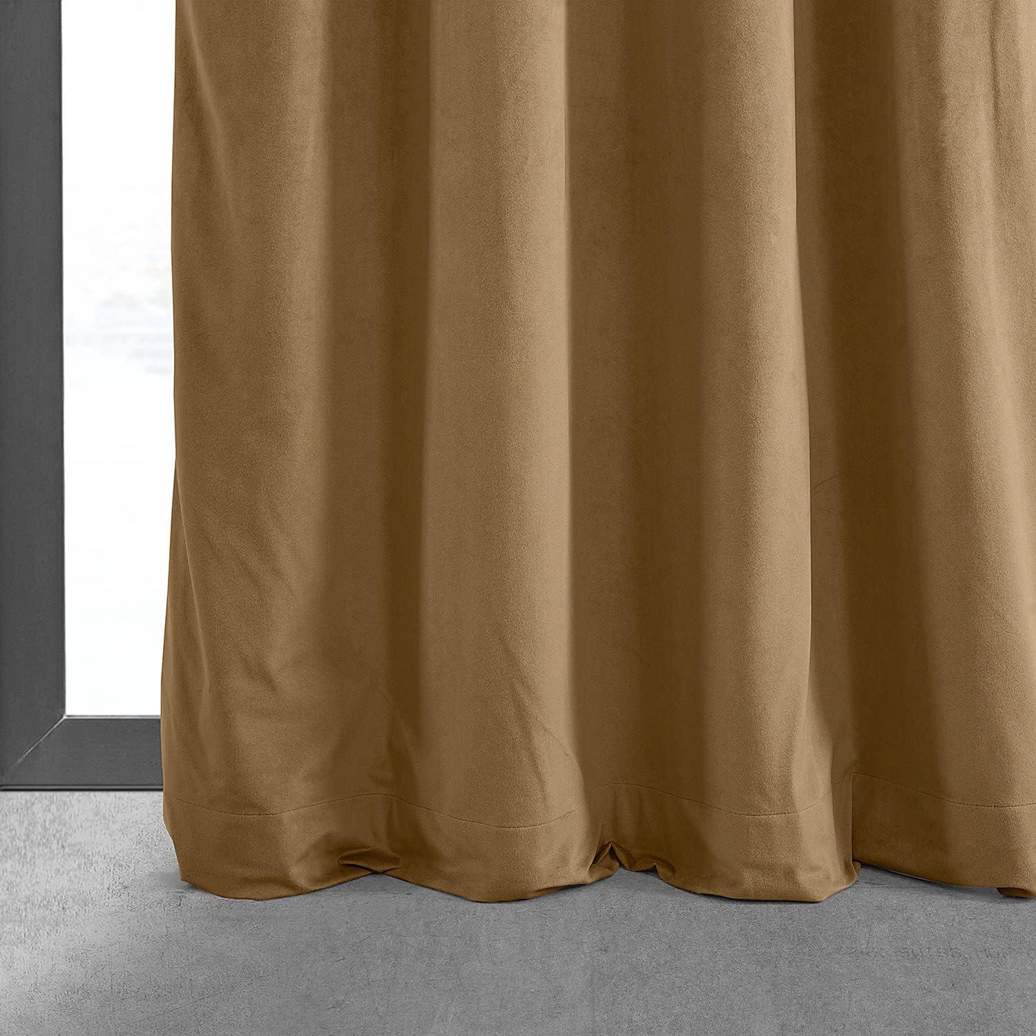 Amber Gold Velvet Blackout Grommet Curtain Panel, 50 x 120