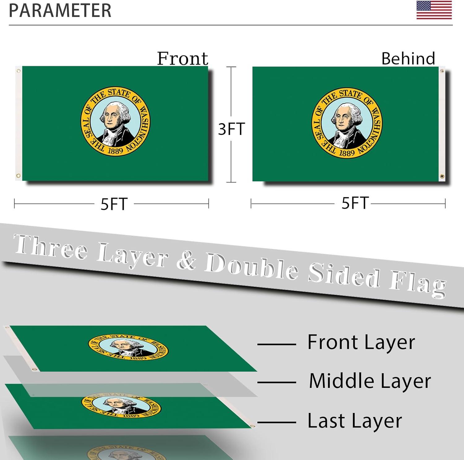 Washington State Flag 3x5 ft Polyester Outdoor Banner