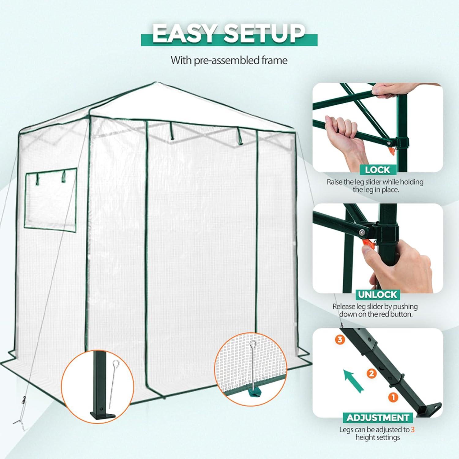EAGLE PEAK Pop Up Greenhouse 8' W x 12' D Greenhouse