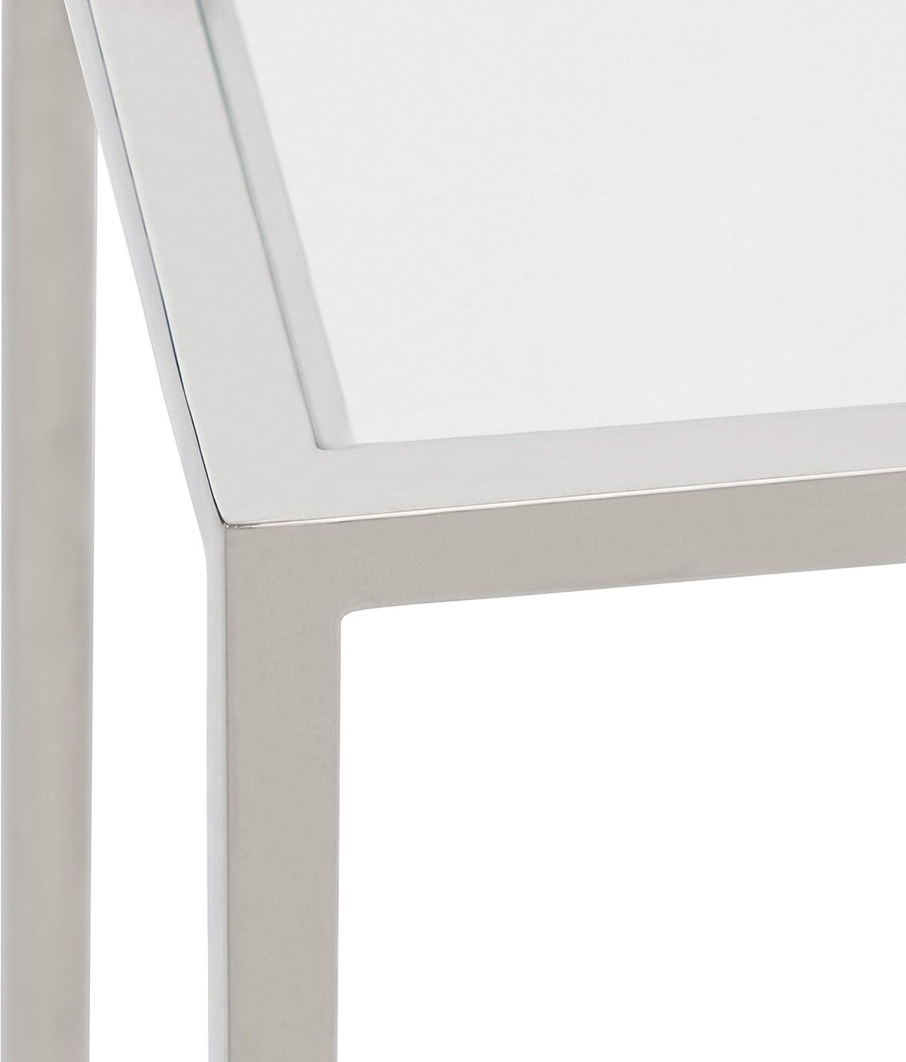 Kate and Laurel Jaspur Square Metal Drink Table, 7x7x21, Silver