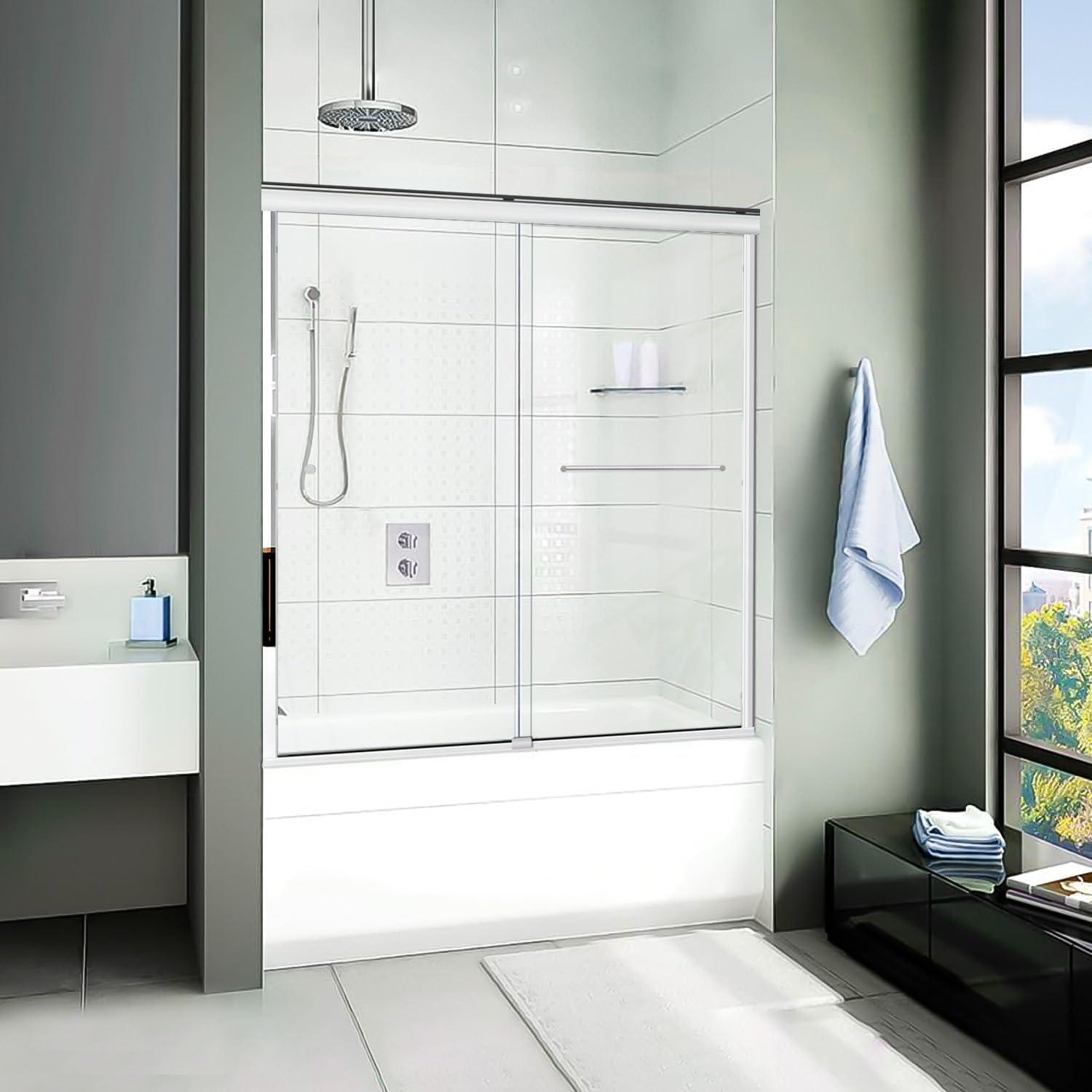 44" - 48" W 70" H Double Sliding Semi-Frameless Shower Door