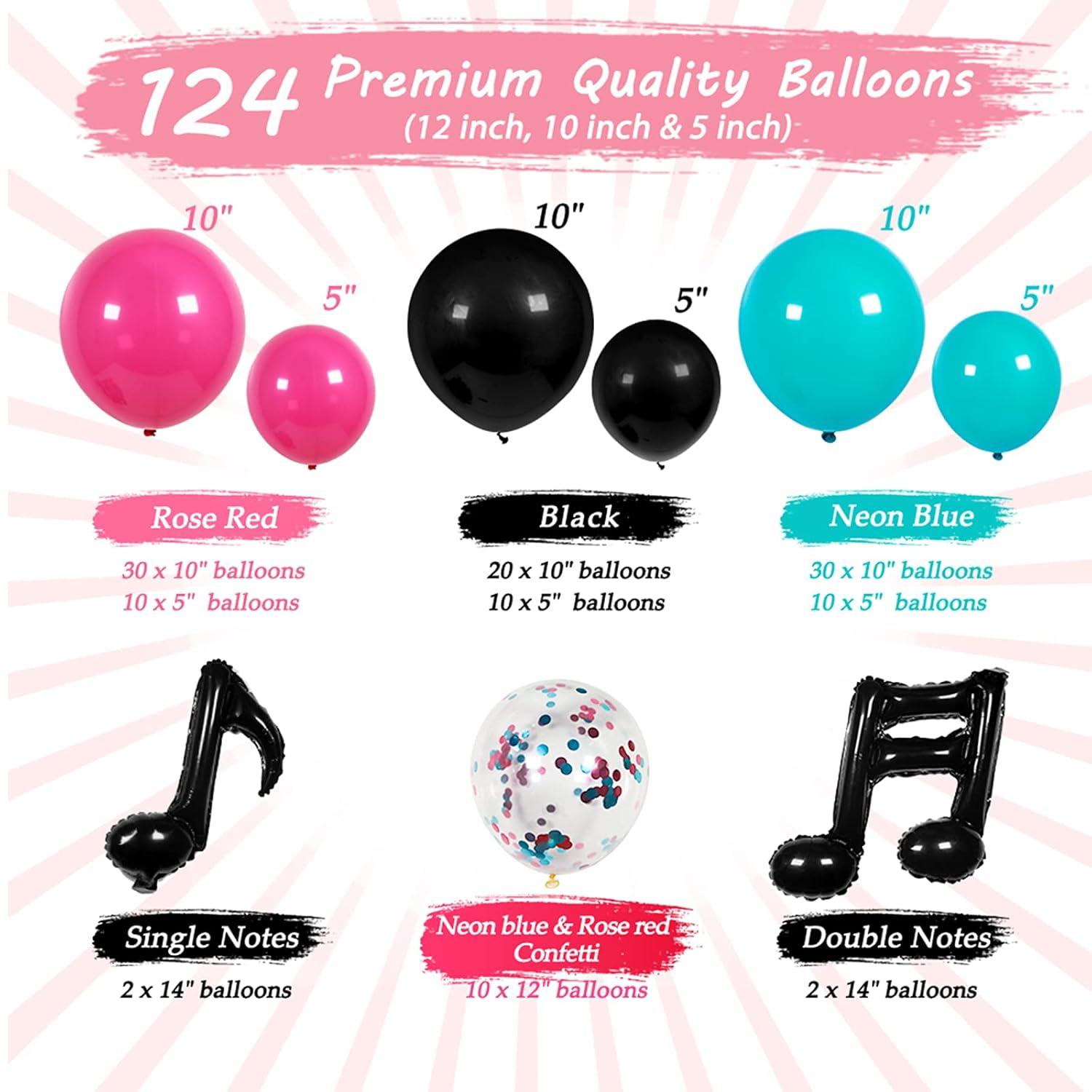 TIC Tok Balloon Arch Kit, JOGAMS 127 Pack TIC Tok Balloons Set with Music Note Balloons, Music Party Decorations for Girls Teens Birthday Party Karaoke Music Theme Decor