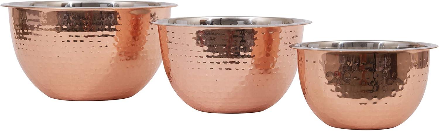 Copper Finish Hammered Stainless Steel Nesting Bowls Set