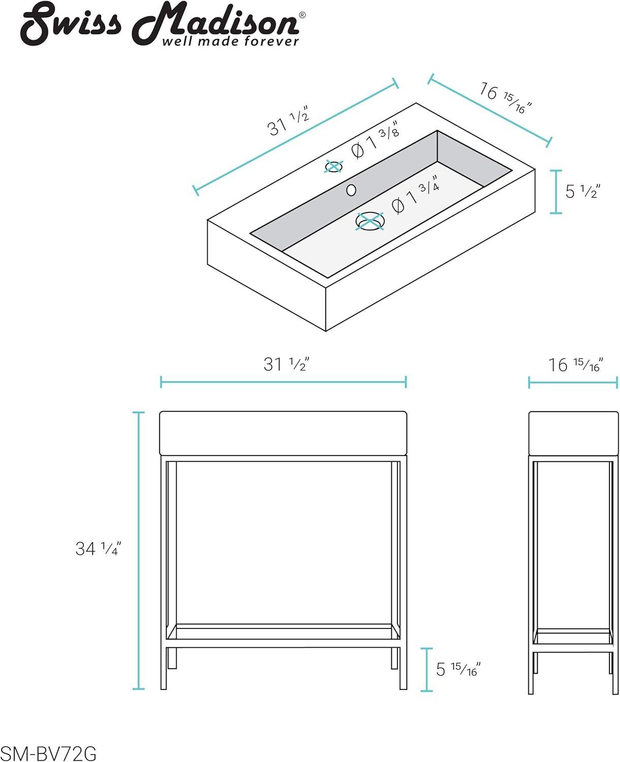 Pierre 32 Single, Freestanding, Open Shelf, Metal Frame Bathroom Vanity