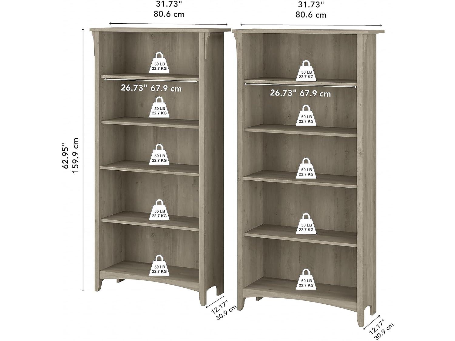 Red Barrel Studio® Khadesha Tall 5 Shelf Bookcase - Set Of 2