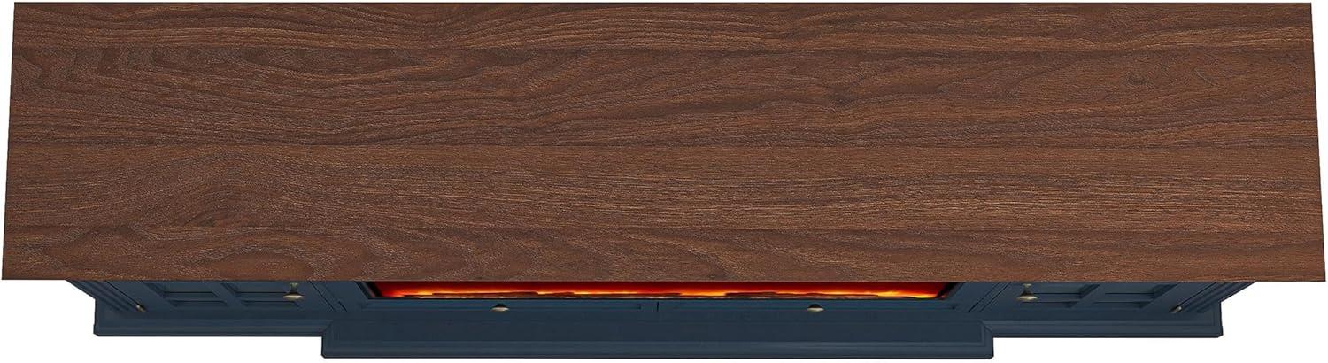 Modern TV Stand with Electric Fireplace - Fits TVs Up to 78 Inches - Navy