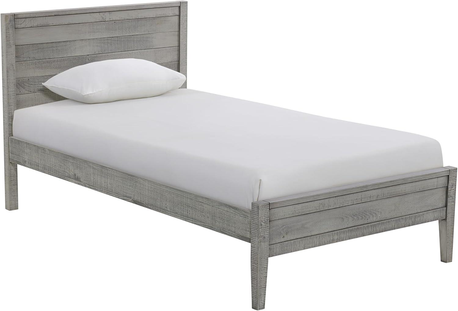 Windsor Driftwood Gray Twin Wood Bed with Headboard and Slats