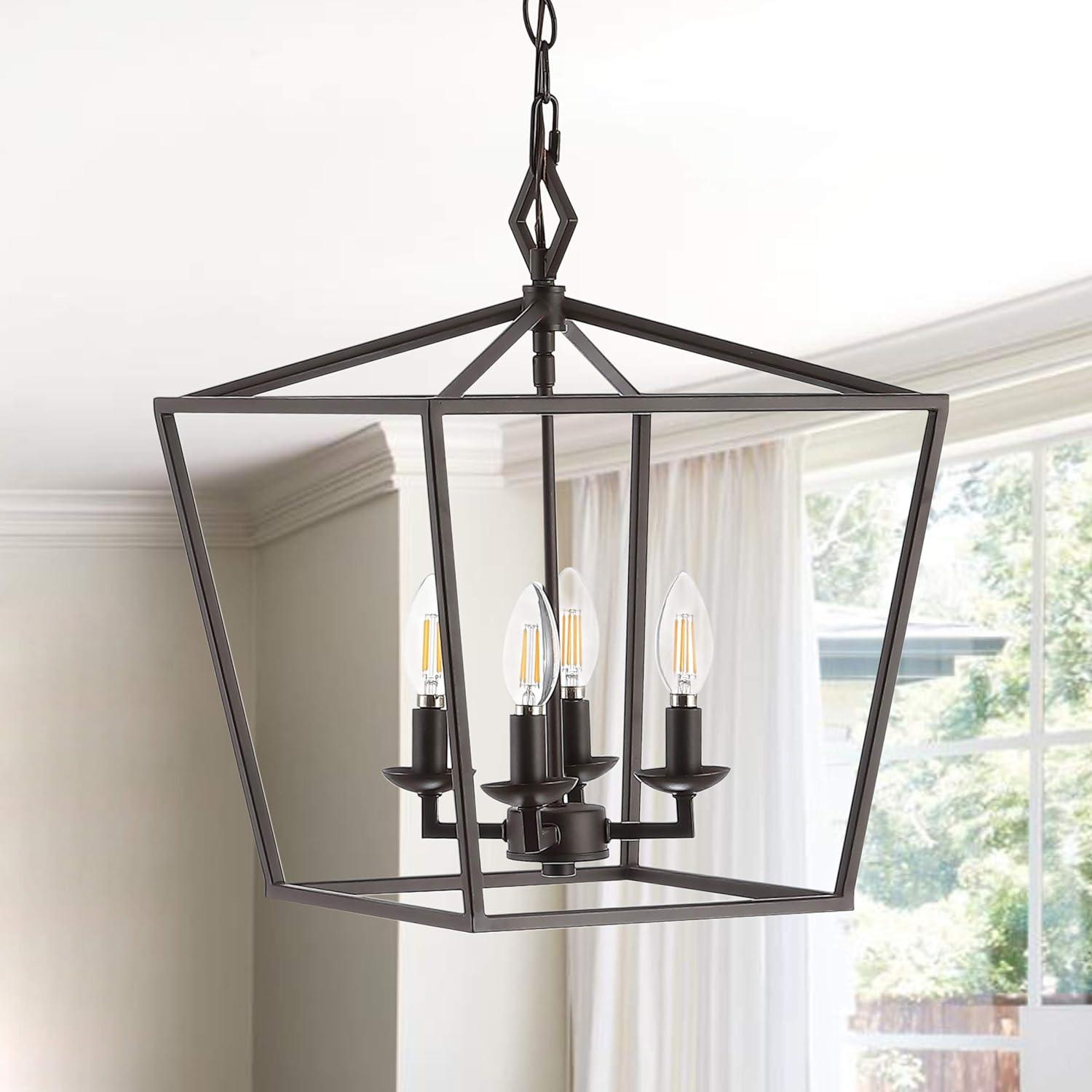 Rosalen 4 Light Pendant - Oil Rubbed Bronze (Black) - Safavieh.