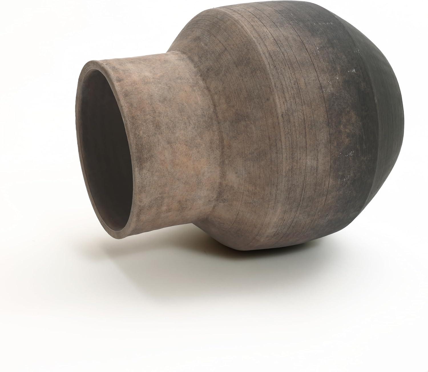 LuxenHome Brown Ombre Terracotta 11.4-Inch Round Vase