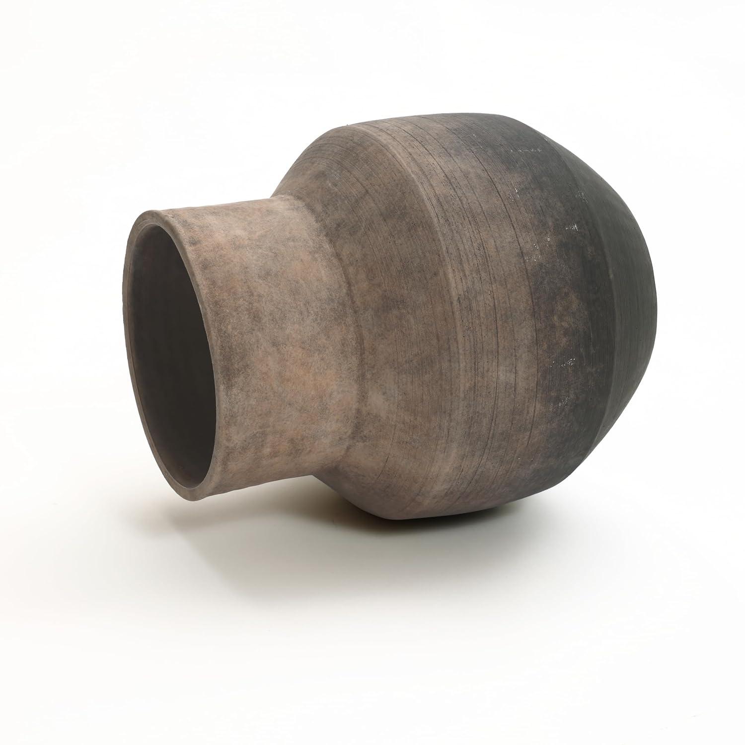 LuxenHome Brown Ombre Terracotta 11.4-Inch Round Vase