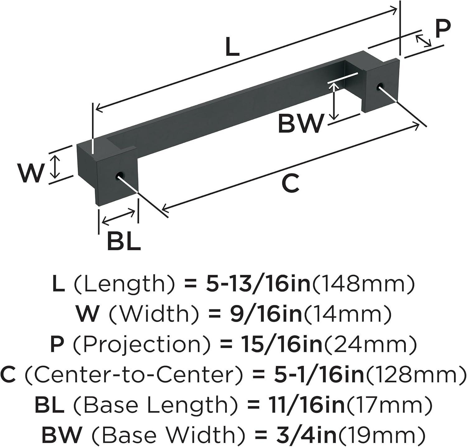 Amerock Appoint 5-1/16 inch (128mm) Center-to-Center Matte Black Cabinet Pull