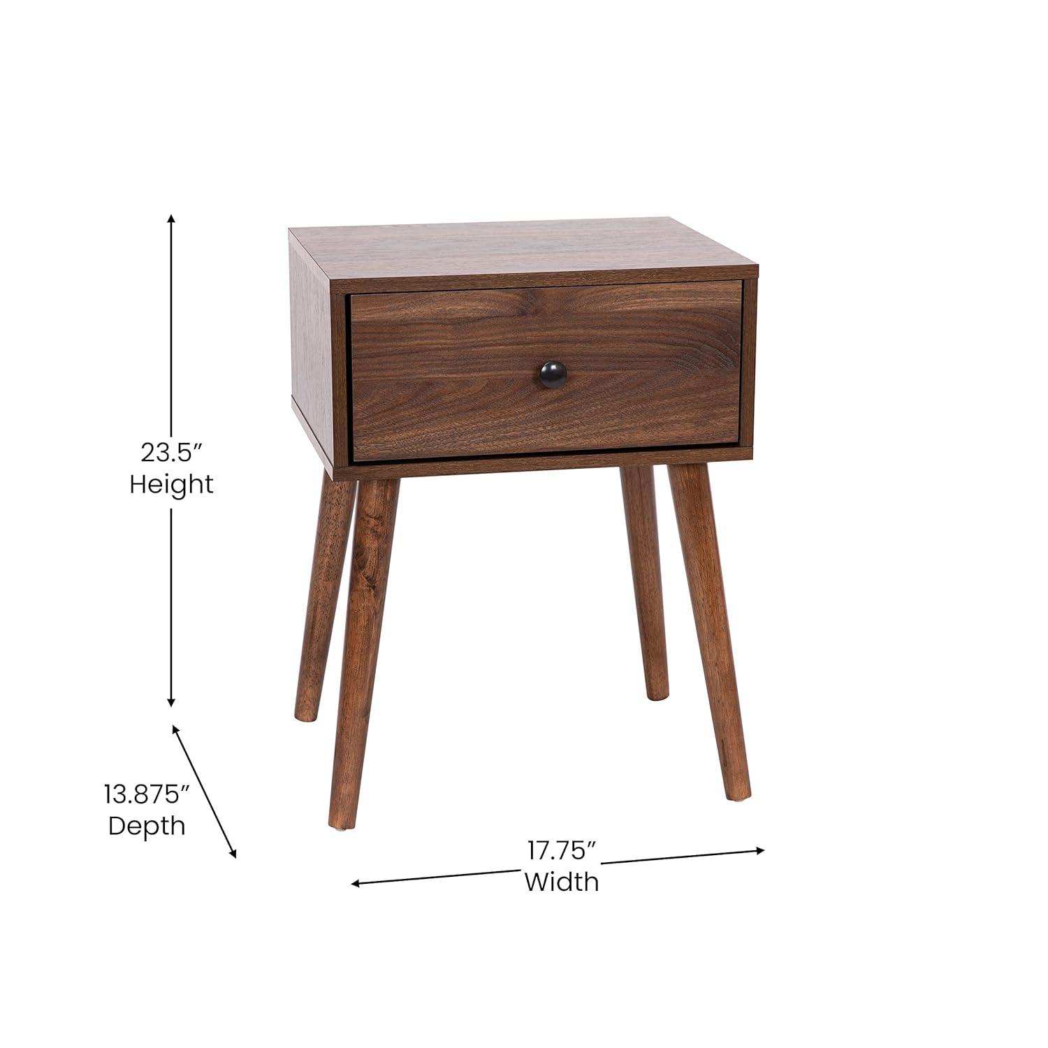 Walker Edison 2-Piece Mid-Century Solid Pine Wood Bedroom Nightstand in Walnut