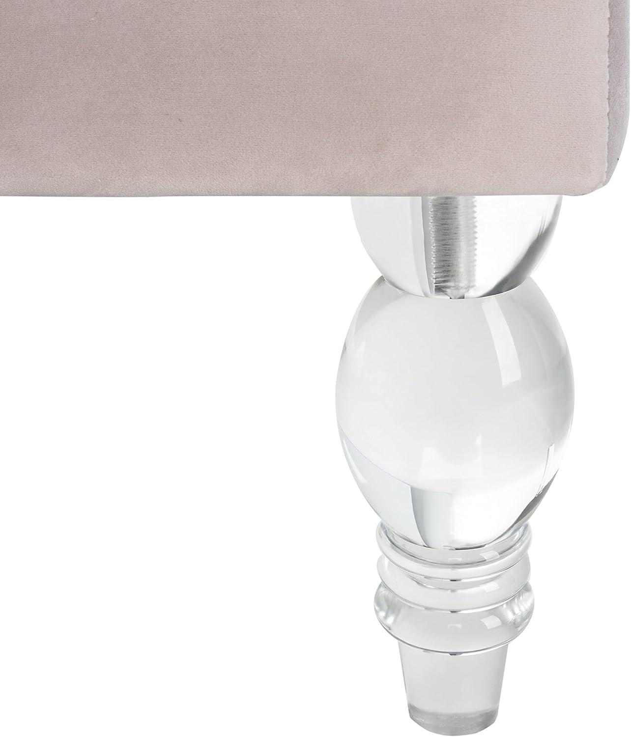 Pale Taupe Velvet Wingback Chair with Acrylic Legs