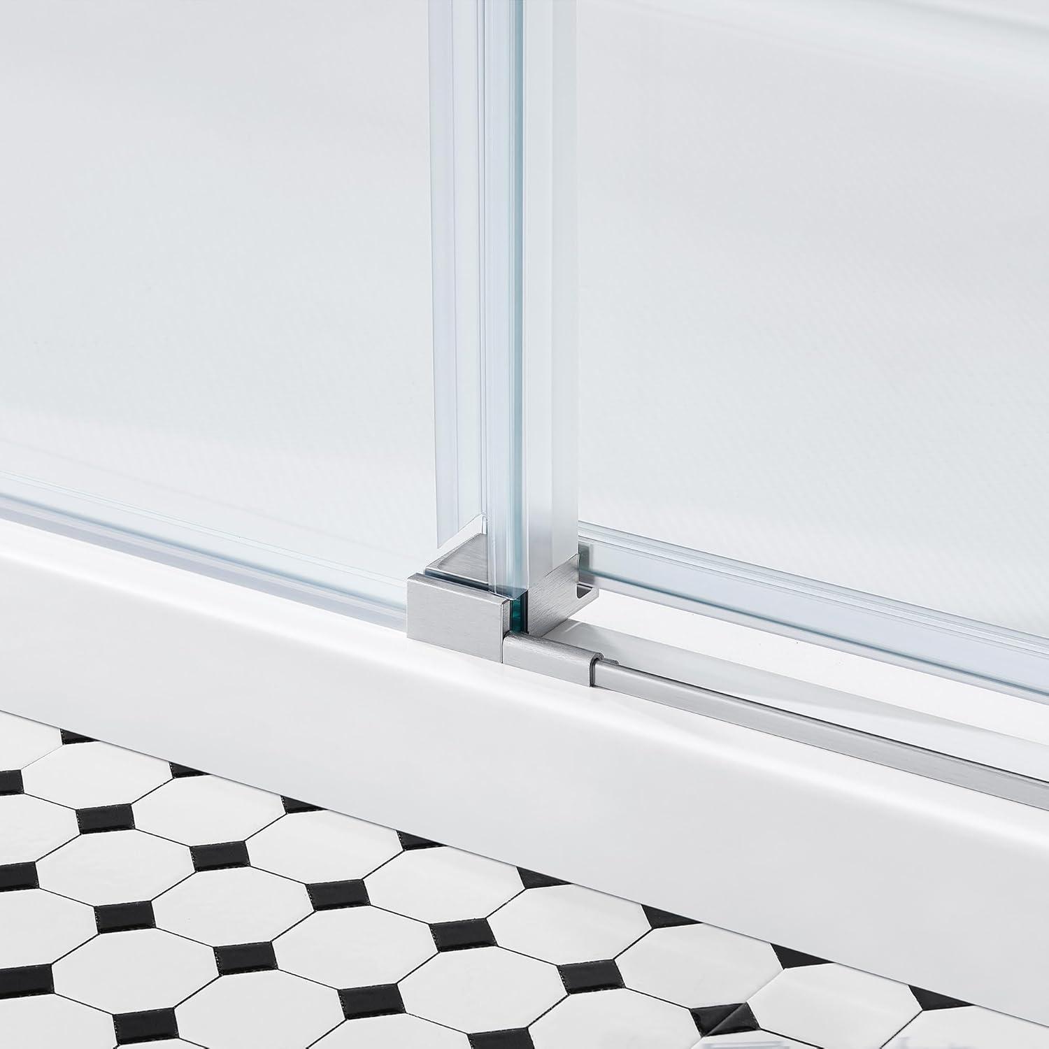 OVE Decors Bel Soft Close Satin nickel 72-in W x 78.75-in H Frameless Clear Glass Sliding Soft Close Shower door