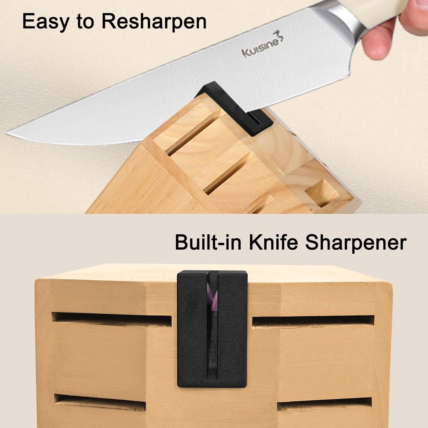 kuisine Kuisine 15-Piece Kitchen Knife Block Set Premium Stainless Steel