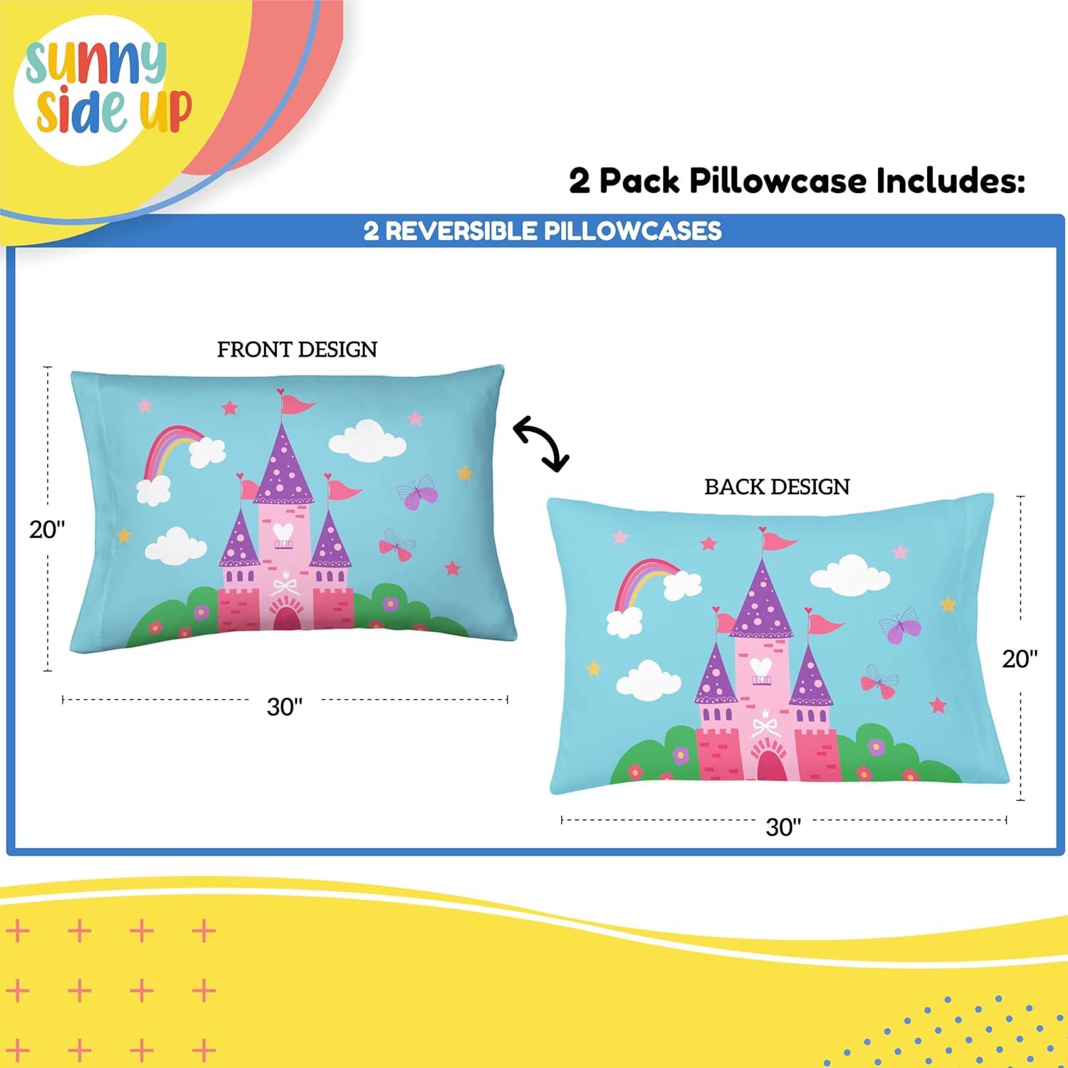 Whimsical Princess Castle Reversible Microfiber Pillowcases - Set of 2