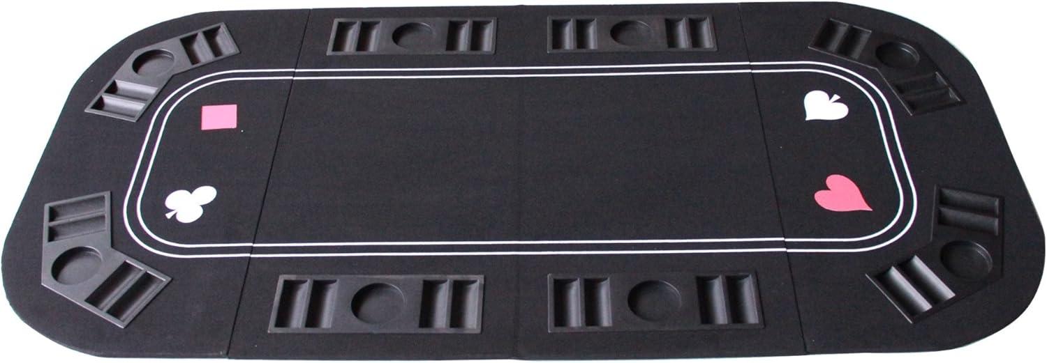 INO Design 63" Portable Texas Holdem Casino Game Mat 3 in 1 for Poker Blackjack Roulette Folding Poker Table Top Black