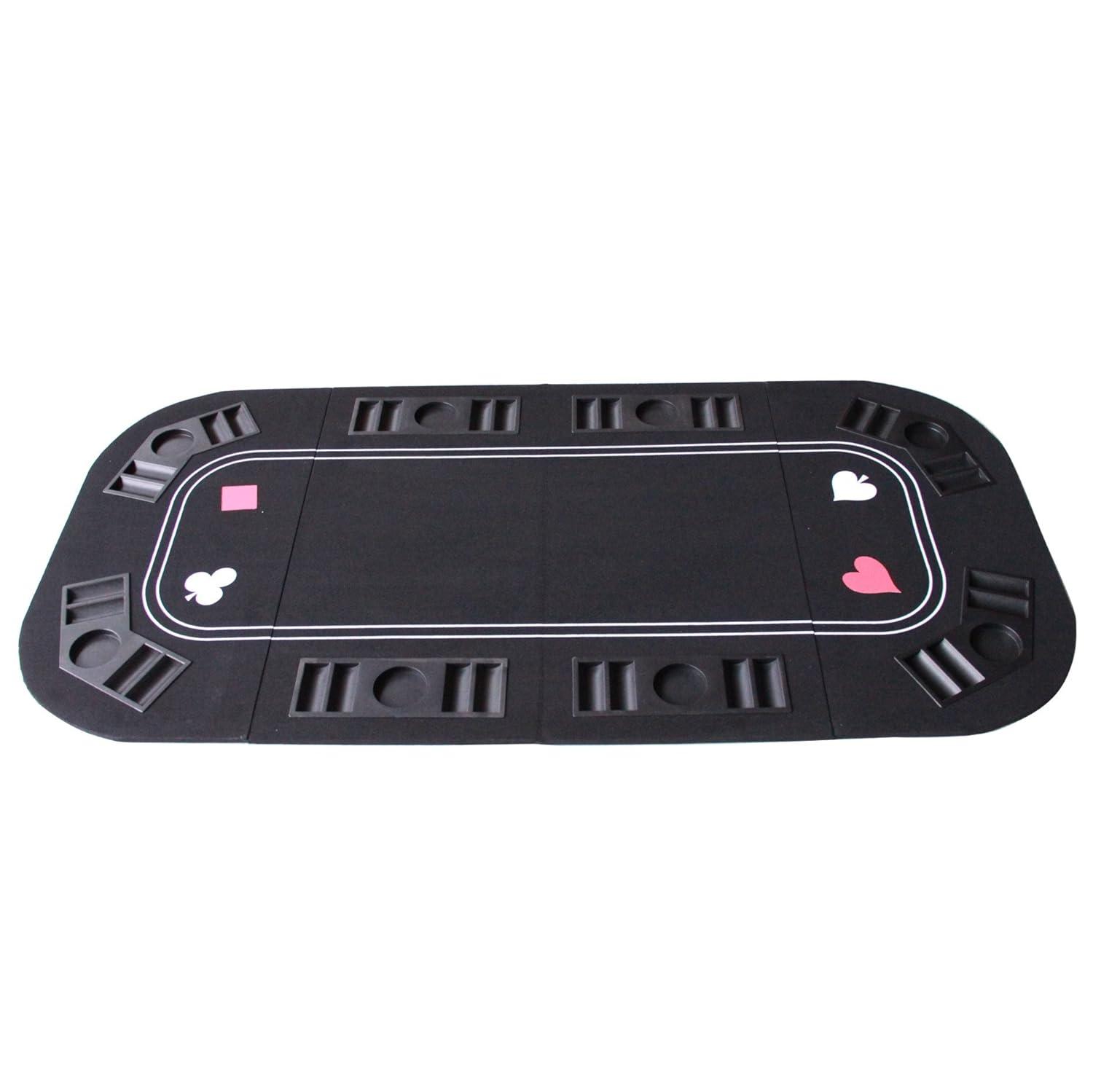 INO Design 63" Portable Texas Holdem Casino Game Mat 3 in 1 for Poker Blackjack Roulette Folding Poker Table Top Black