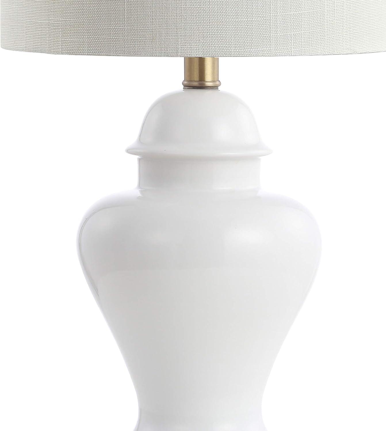 Qin 22 in. Ceramic/Iron Classic Cottage LED Table Lamp Set of 2, White