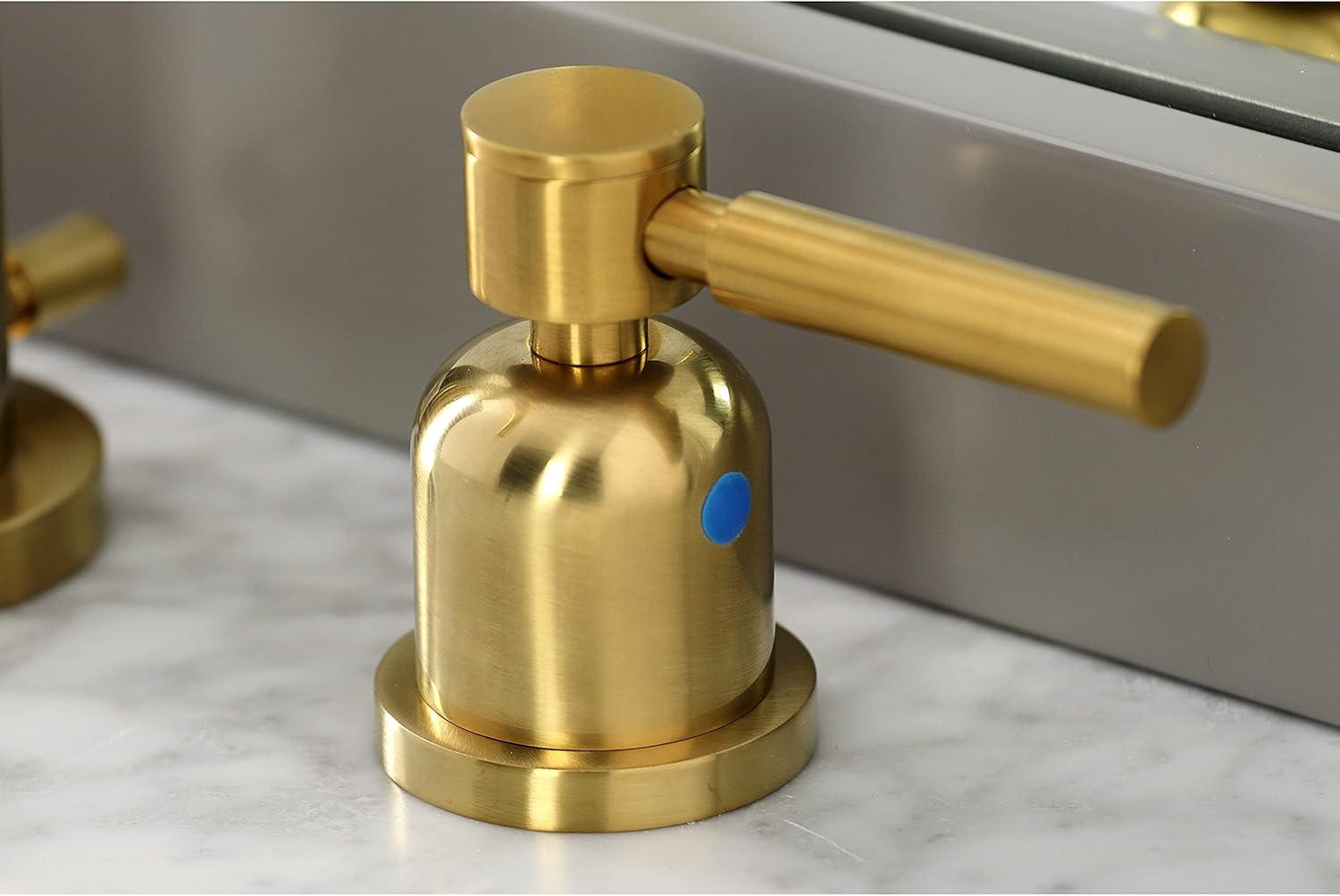 Kingston Brass Concord Two-Handle 3-Hole Deck Mount Widespread Bathroom Faucet with Brass Pop-Up Drain