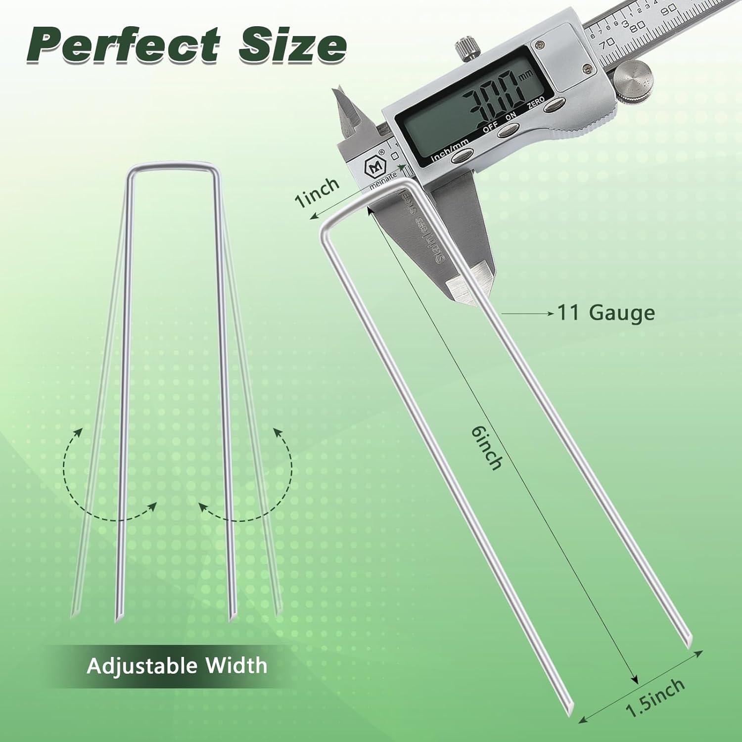 6 Inch 500 Pack Galvanized Landscape Staples Plant Cover Stakes 11 Gauge Tent Stakes Garden Stakes Landscaping Fabric SOD Pins Yard Stakes for Decoration Weed Barrier Fabric