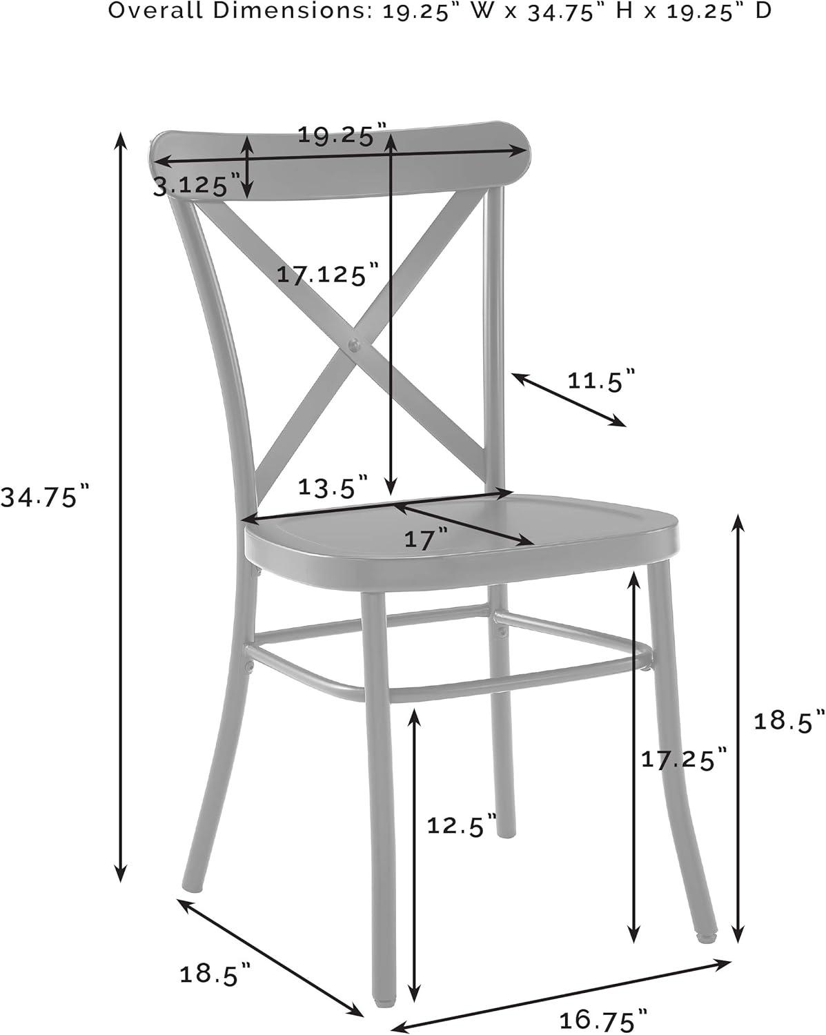 Set of 2 Camille Dining Chair Matte Black - Crosley: French Industrial Style, Steel Construction, X-Back Design