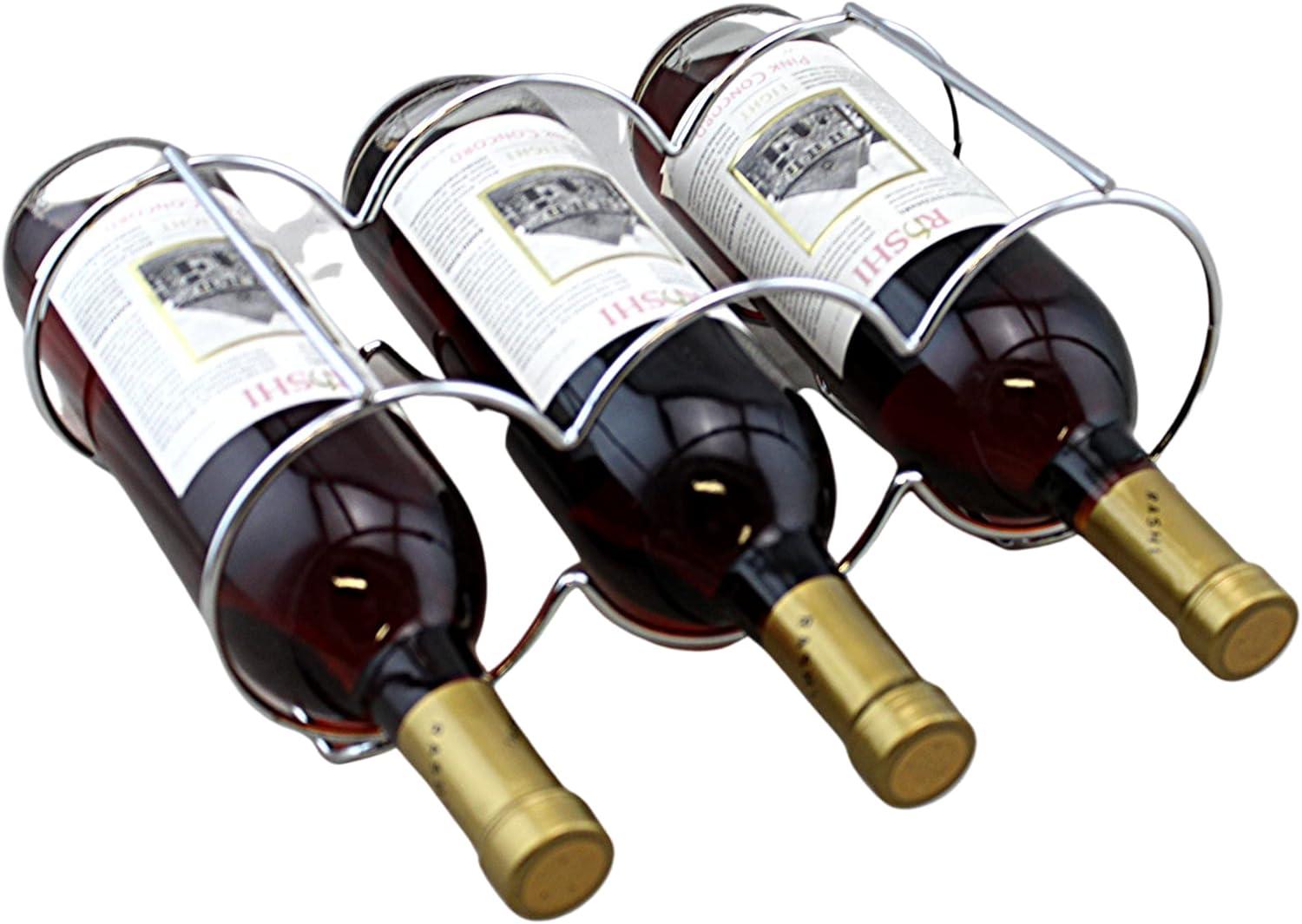 Dependable Industries Stackable Metal Wine Rack, 5-Bottle Free Standing Holder, Silver