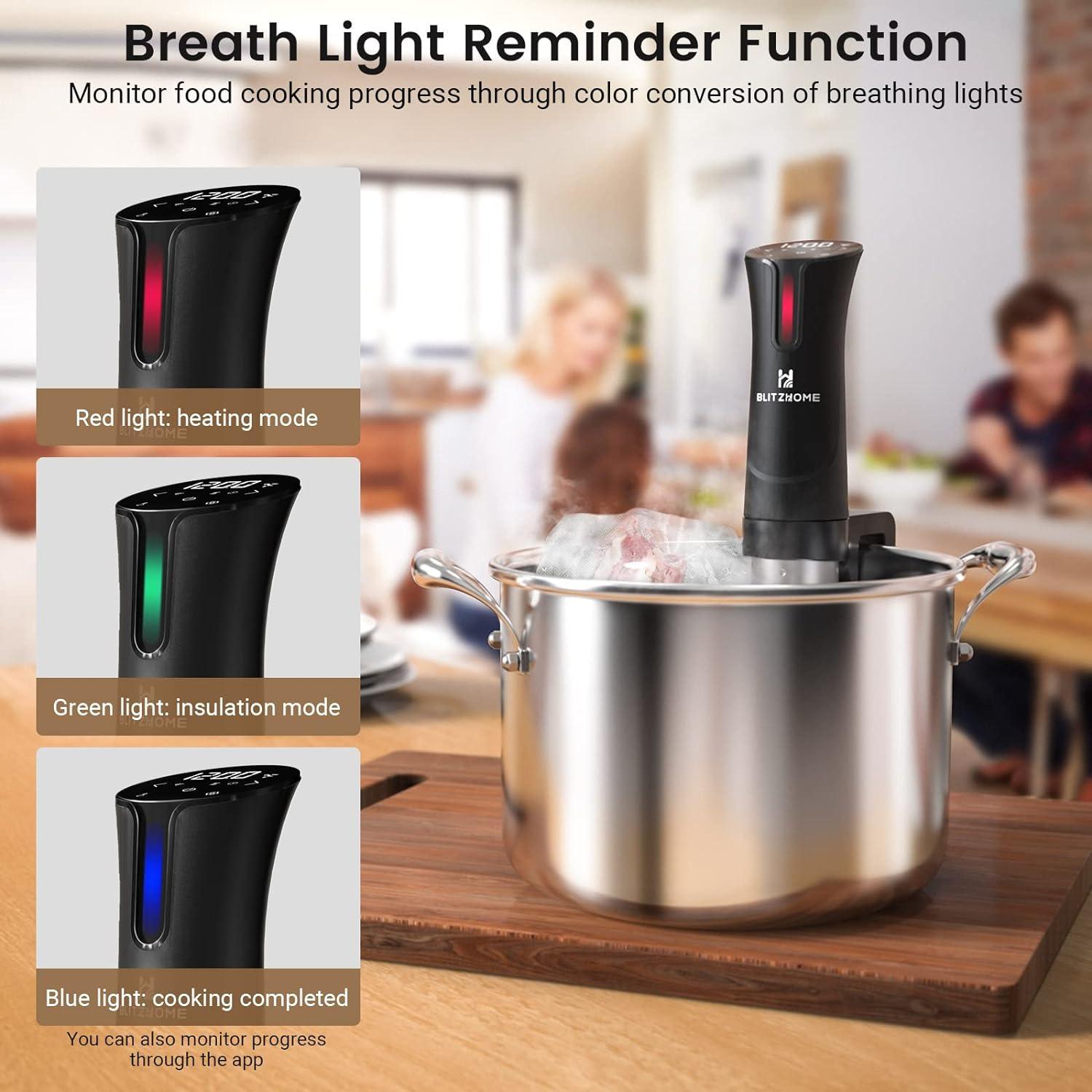 1100W Sous Vide Cooker with Temperature Setting, Timer, Breath Light Reminder Function