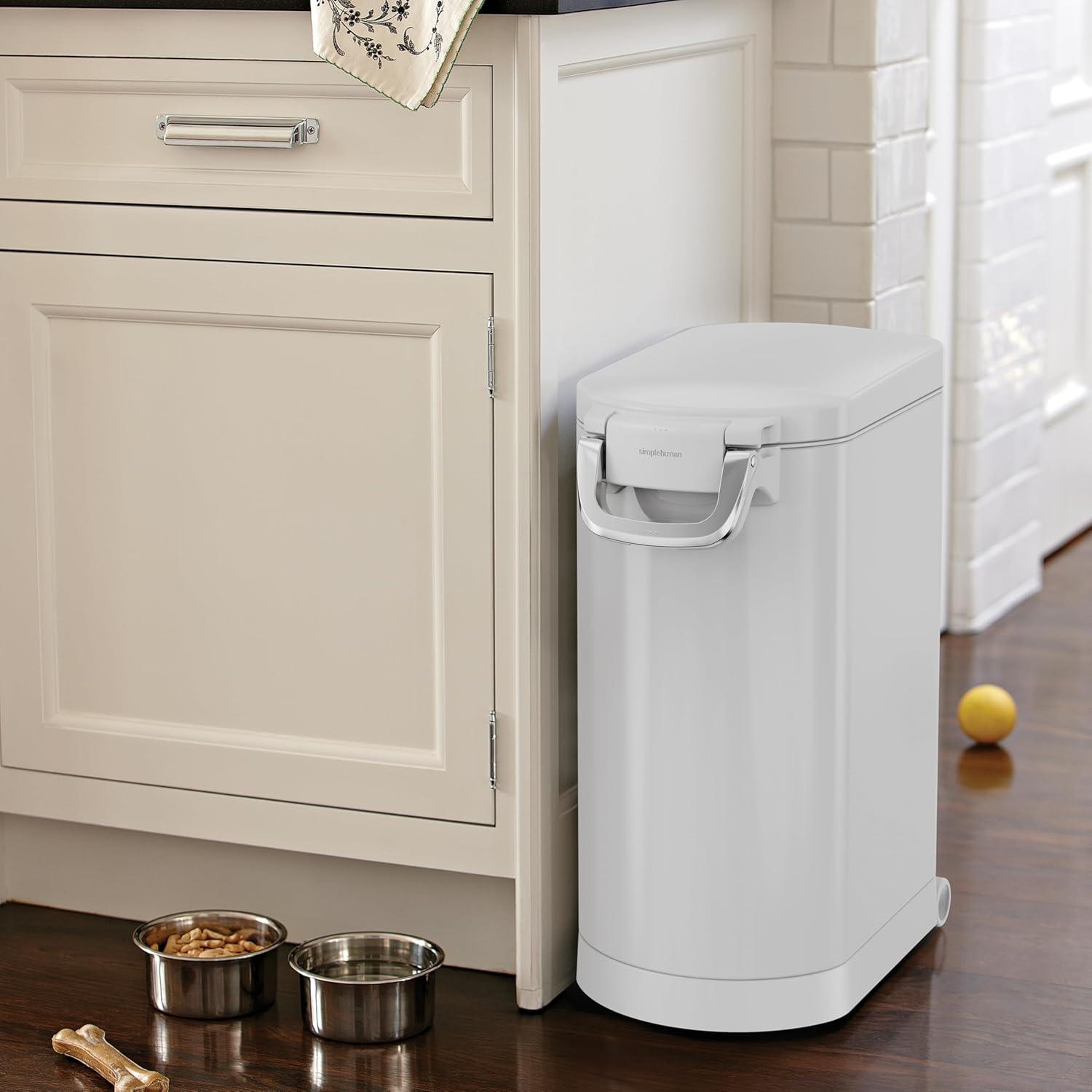 simplehuman Pet Food Storage Container Stainless Steel for Dog Food, Cat Food, and Bird Feed