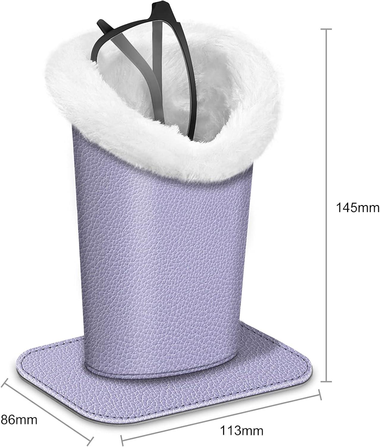 Fintie Plush Lined Eyeglasses Holder - PU Leather Protective Eyeglass Holder Stand Case，Lilac Purple