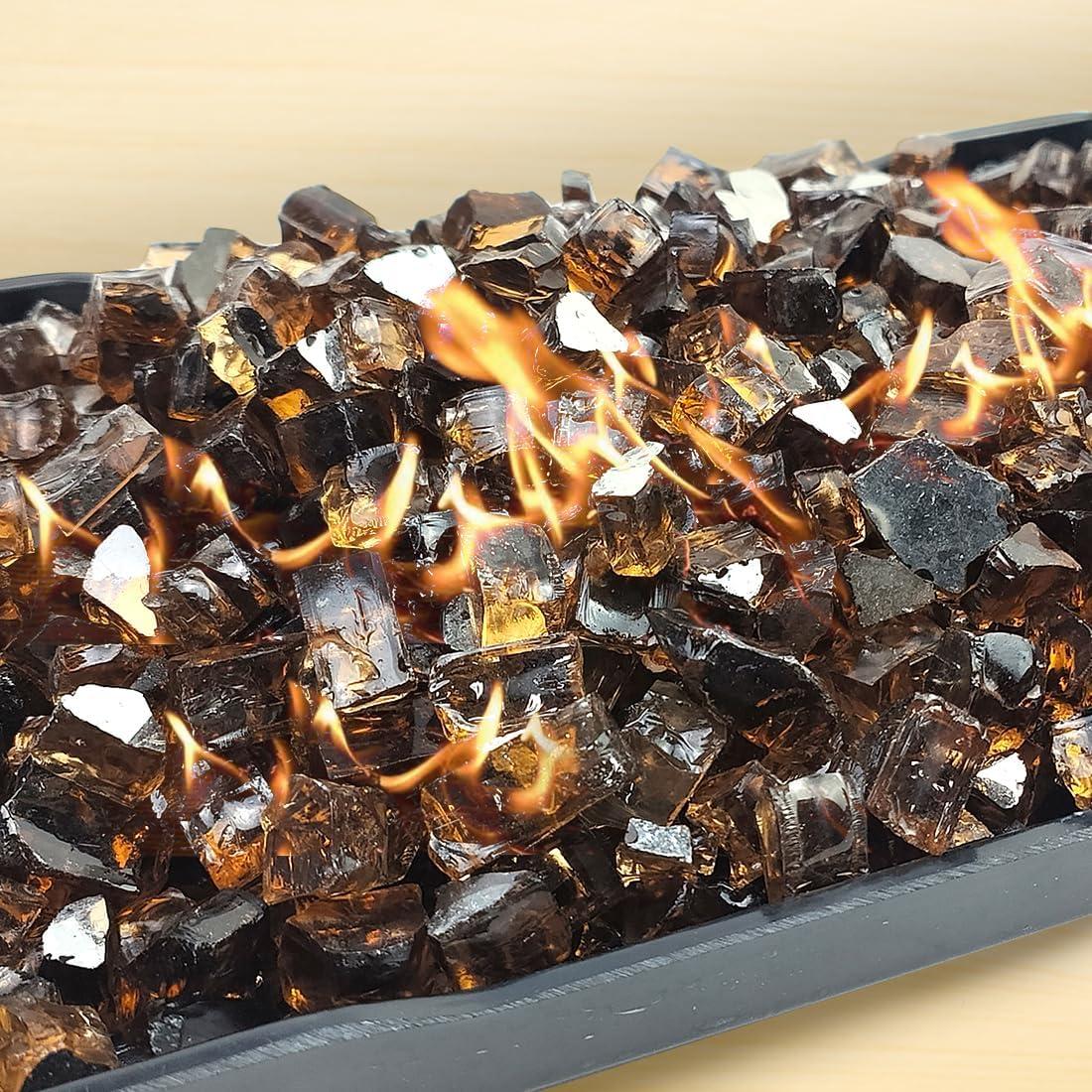 Copper Reflective Fire Glass for Fire Pit, 10 lbs