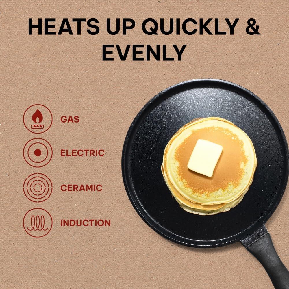 Alva Energy Ceramic Nonstick Crepe Pan Griddle Skillet Induction Non Toxic Cookware PFAS, PFOA & PFTE Free, Pancake Pan, Egg Pan, Omelet Pan, Induction Safe