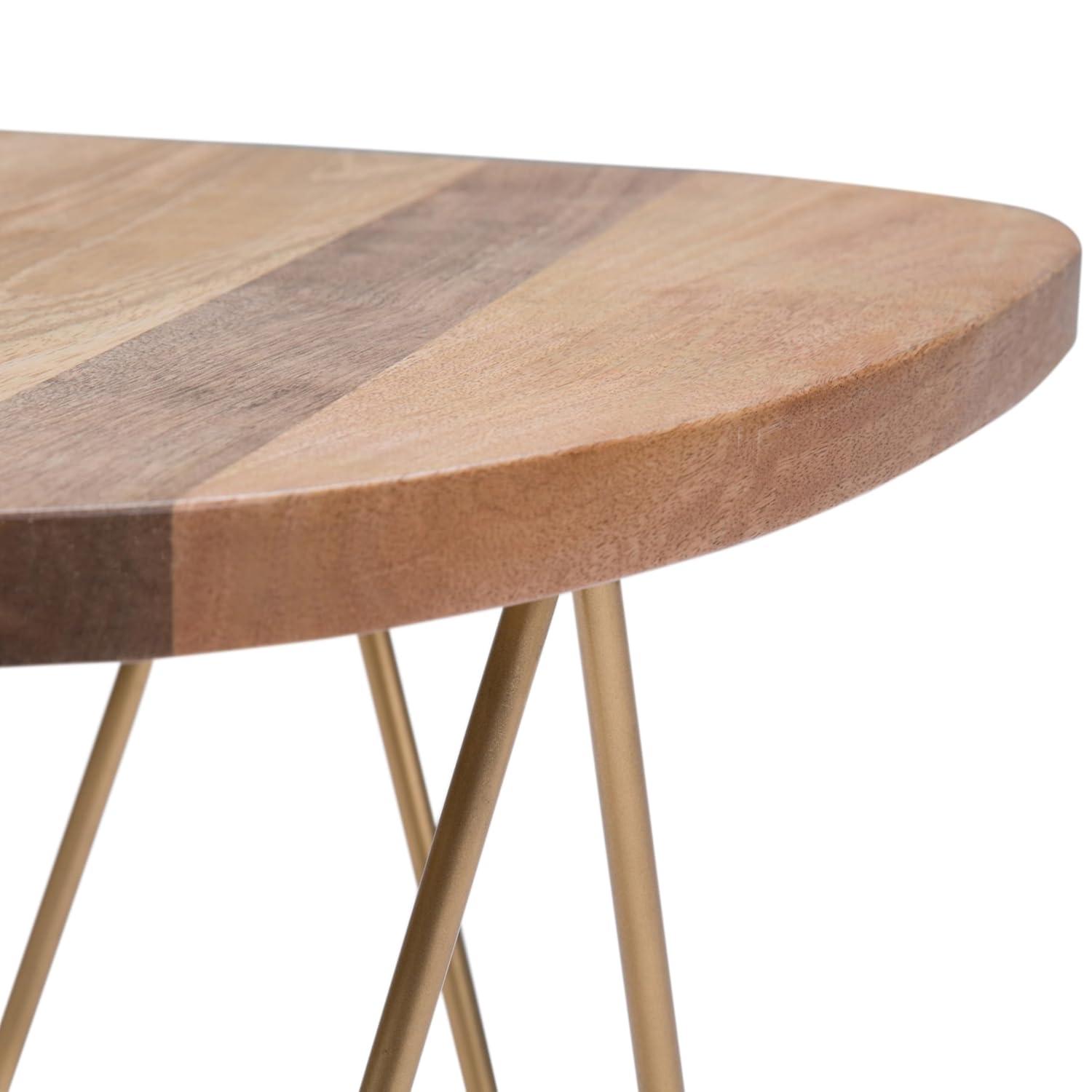 Simpli Home Patrice Solid Mango Wood Mid-Century Modern End Table with Unique Shaped Top and Hairpin Legs