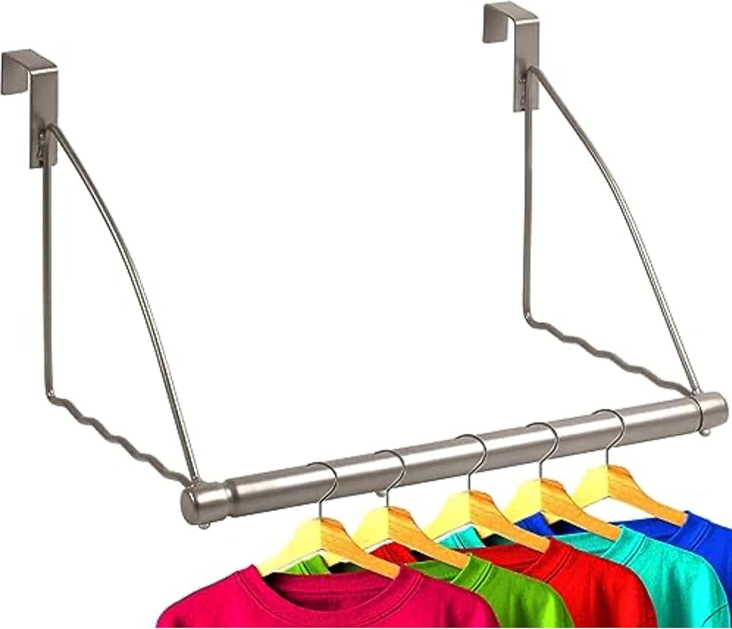 Heavy Duty Gray Metal Over Door Clothes Hanger