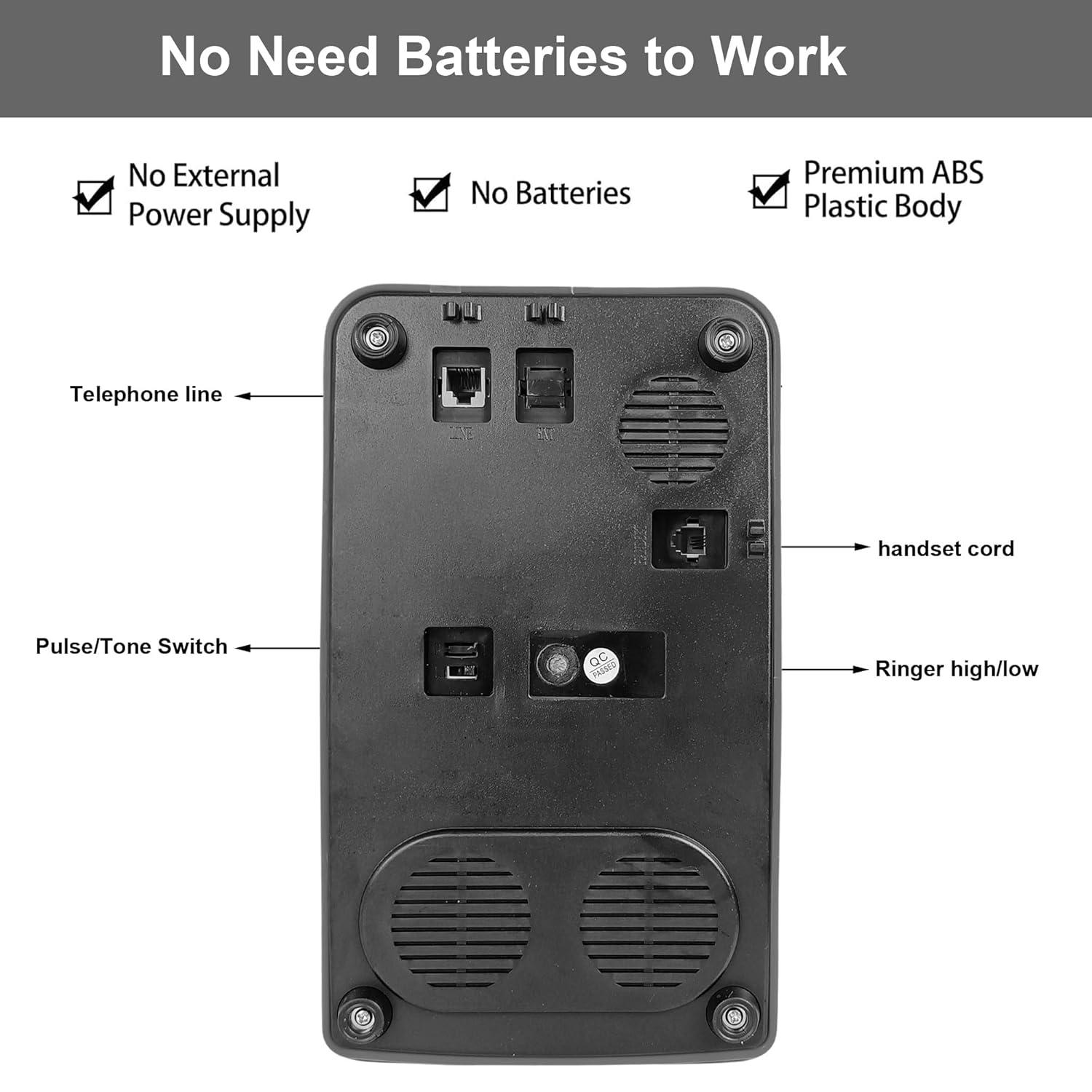 TelPal Vintage Rotary Dial Corded Phone, Black