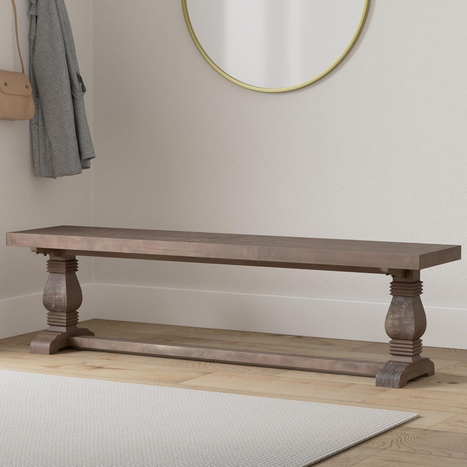 Quincy Rustic Reclaimed Pine Pedestal Base 66" Bench