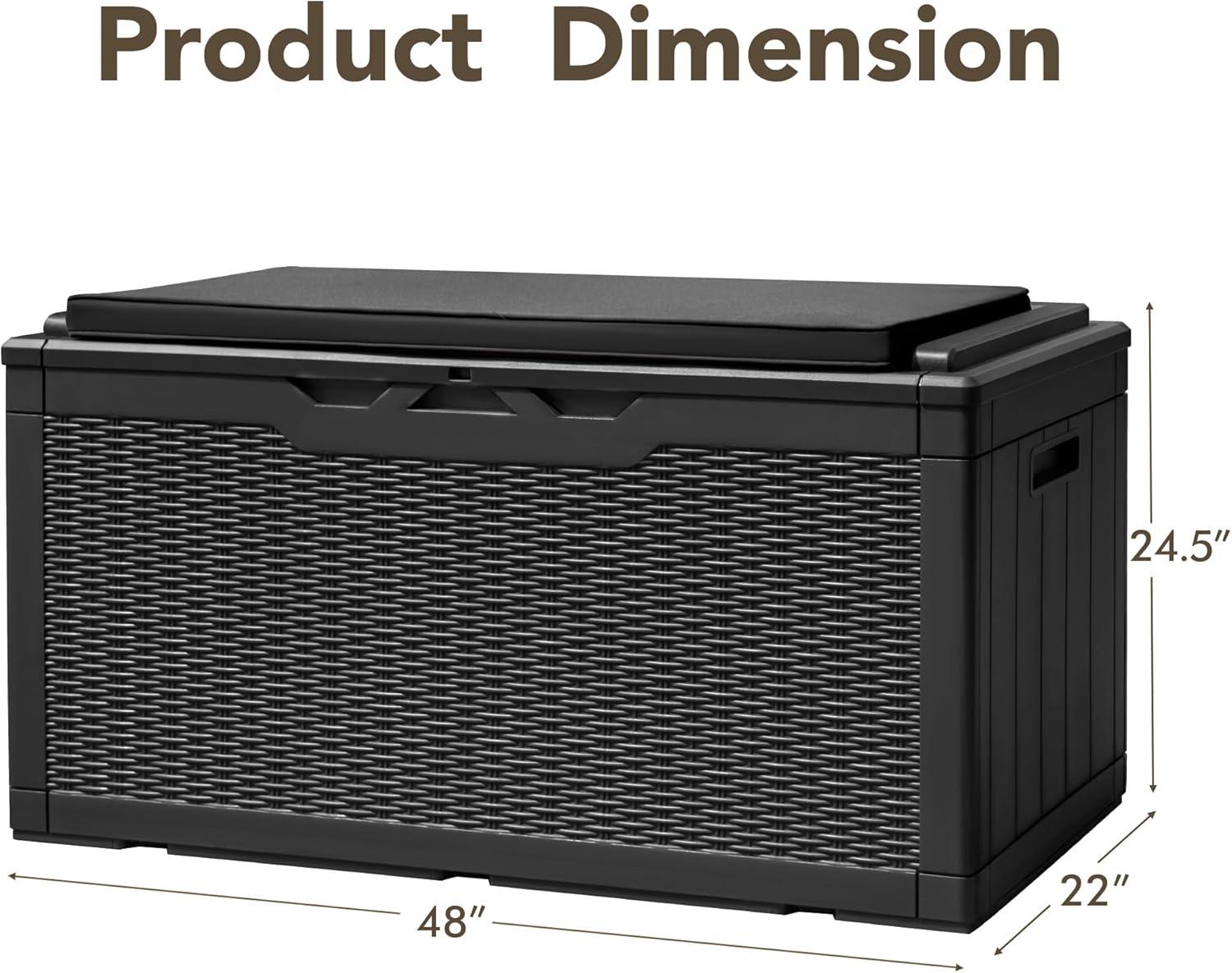 Homall 100 Gallon Outdoor Patio Box Deck Plastic Resin Storage Box Backyard, Black