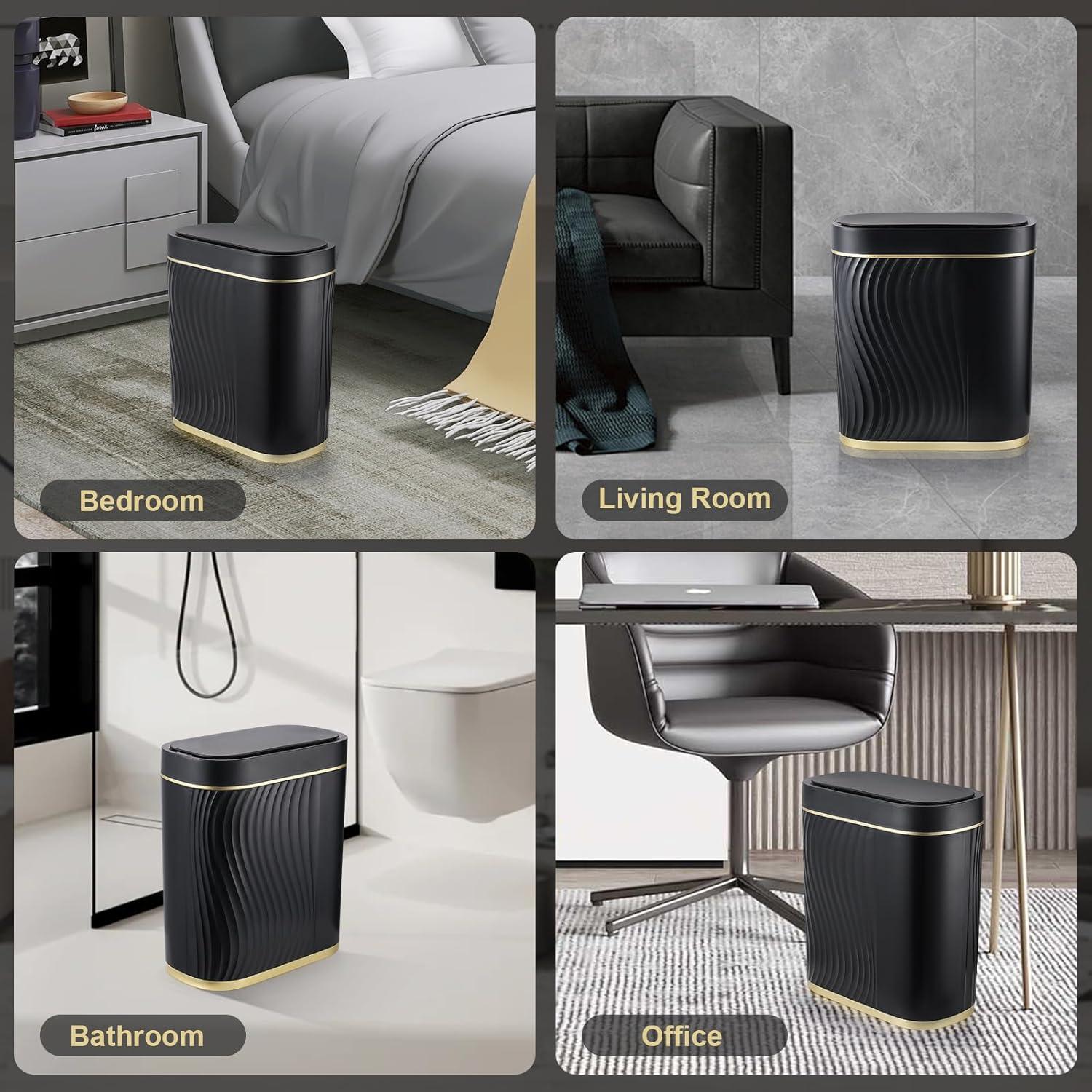 RFVT Small Automatic Trash Bin 2 Gallon Motion sensor. For bath, kitchen. Slim, waterproof plastic