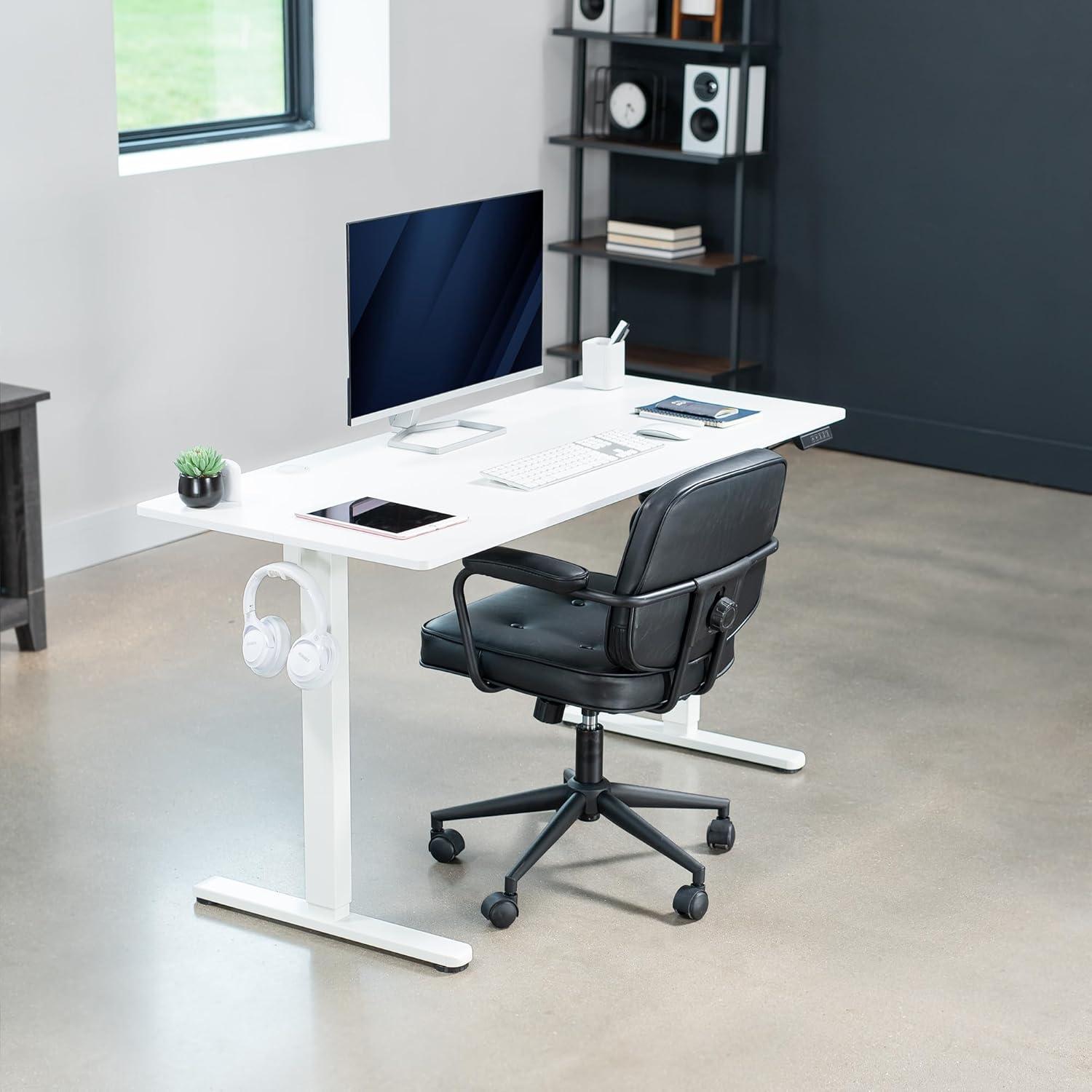 White 55" Electric Adjustable Height Standing Desk with Memory Controller