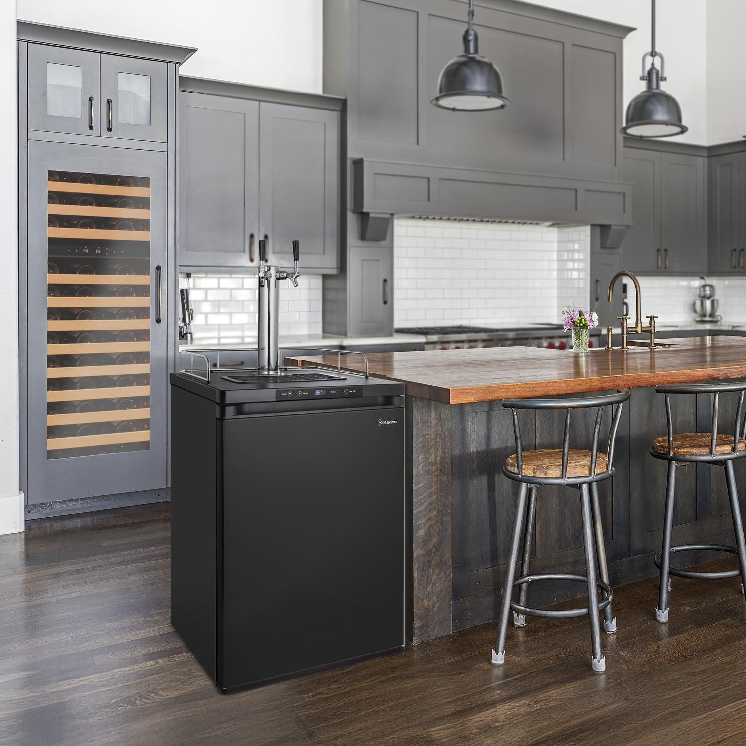 Kegco Kegco 5.6 Cubic Feet Triple Tap Freestanding Kegerator with Adjustable Temperature