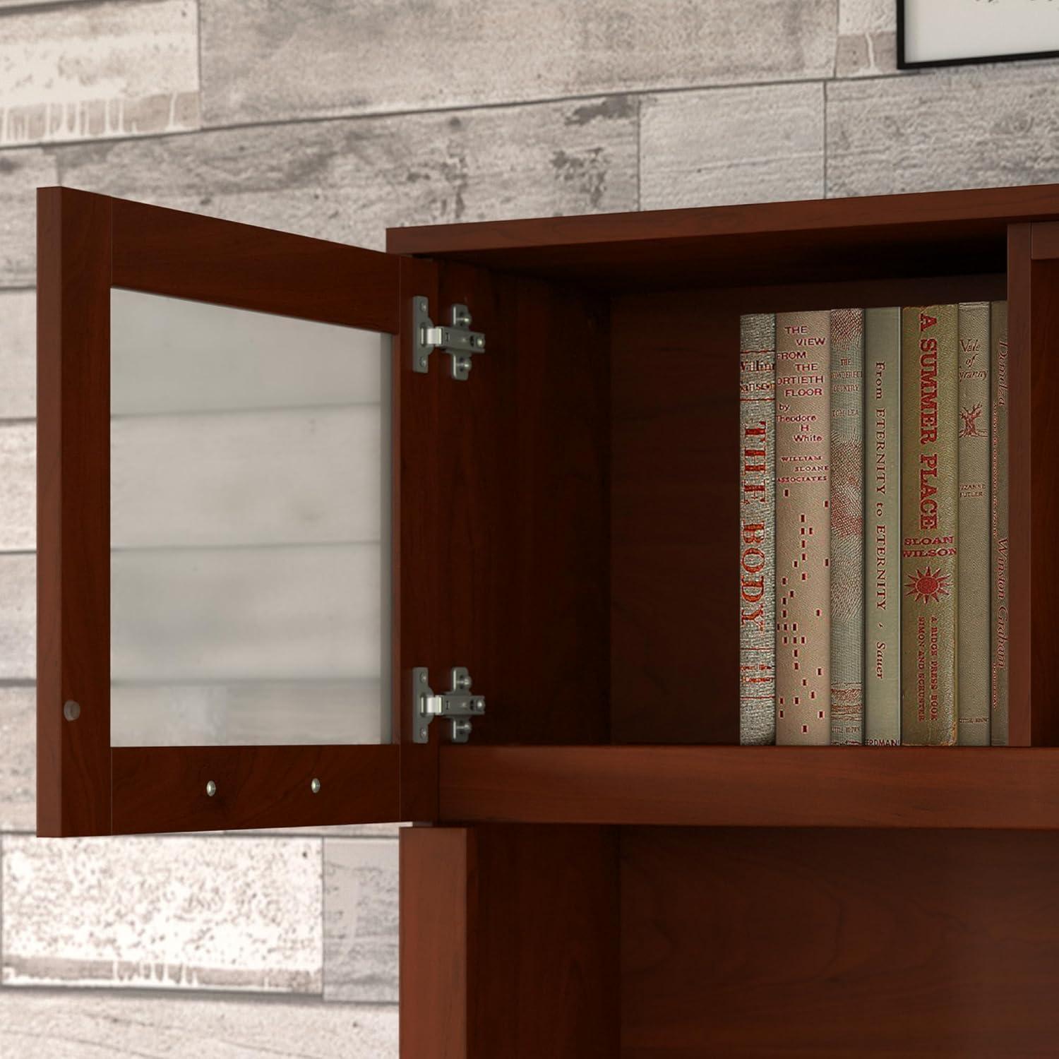 Bush Somerset 72in 2-Door Hutch with Cubbies in Hansen Cherry - fits on 72W L Desk or 72W Office Desk (sold Separately)