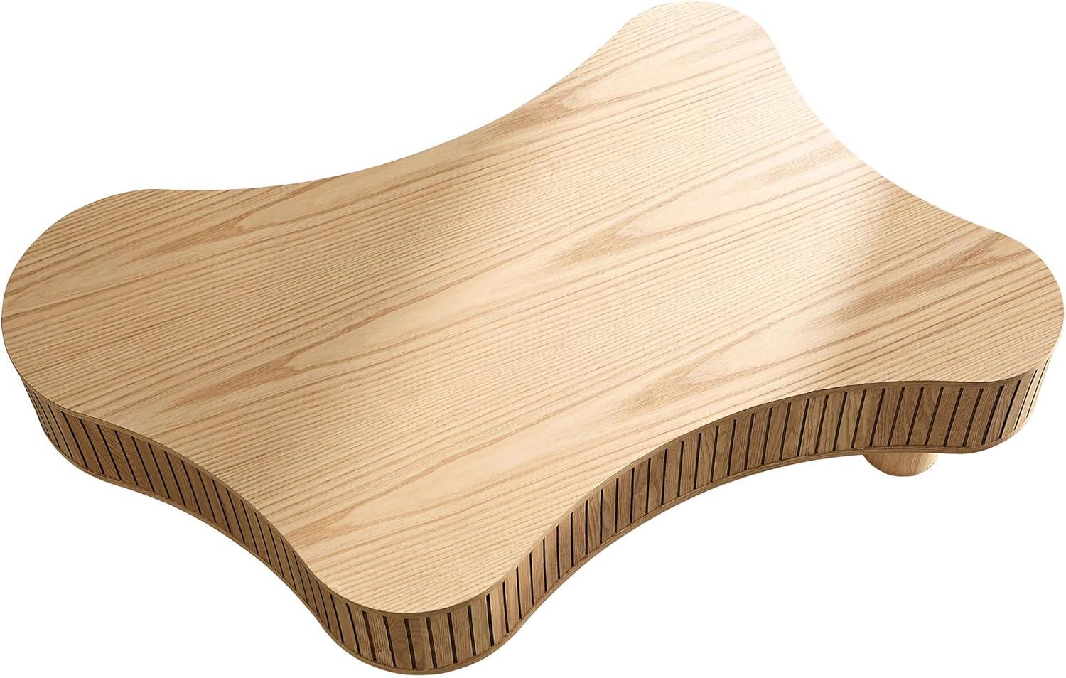 Natural Wood Irregular Shaped Coffee Table with Solid Legs