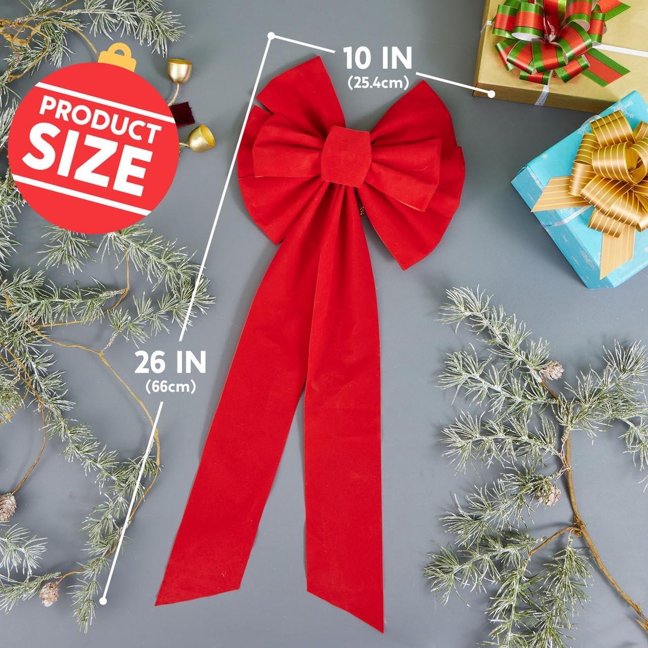 JOYFY 12pcs Christmas Red Velvet Bow Decoration for Christmas Party