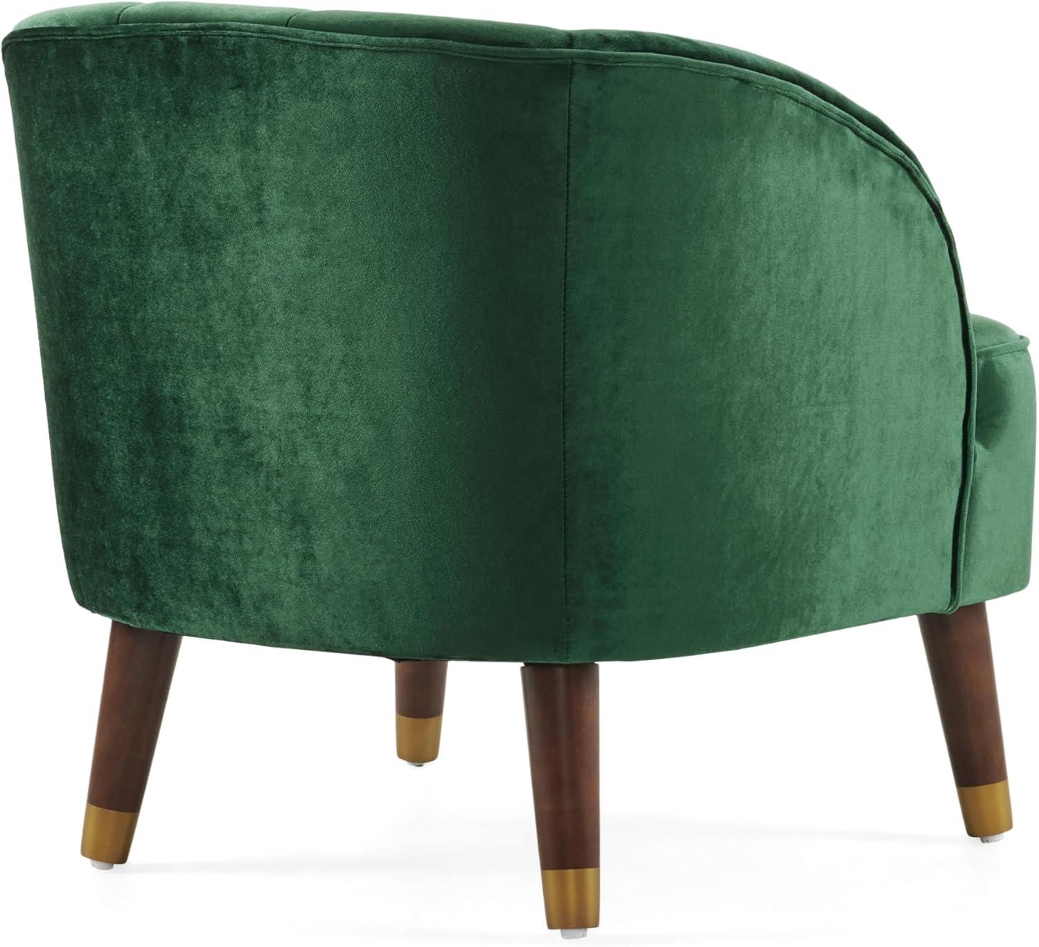 Christopher Knight Home Velvet Club Chair for Living Room, Upholstered Accent Chair, Reading Armchair with Wood Legs Barrel Chair Single Sofa for Bedroom Home Bars, Vintage Emerald 28.25" x 28" x 28"