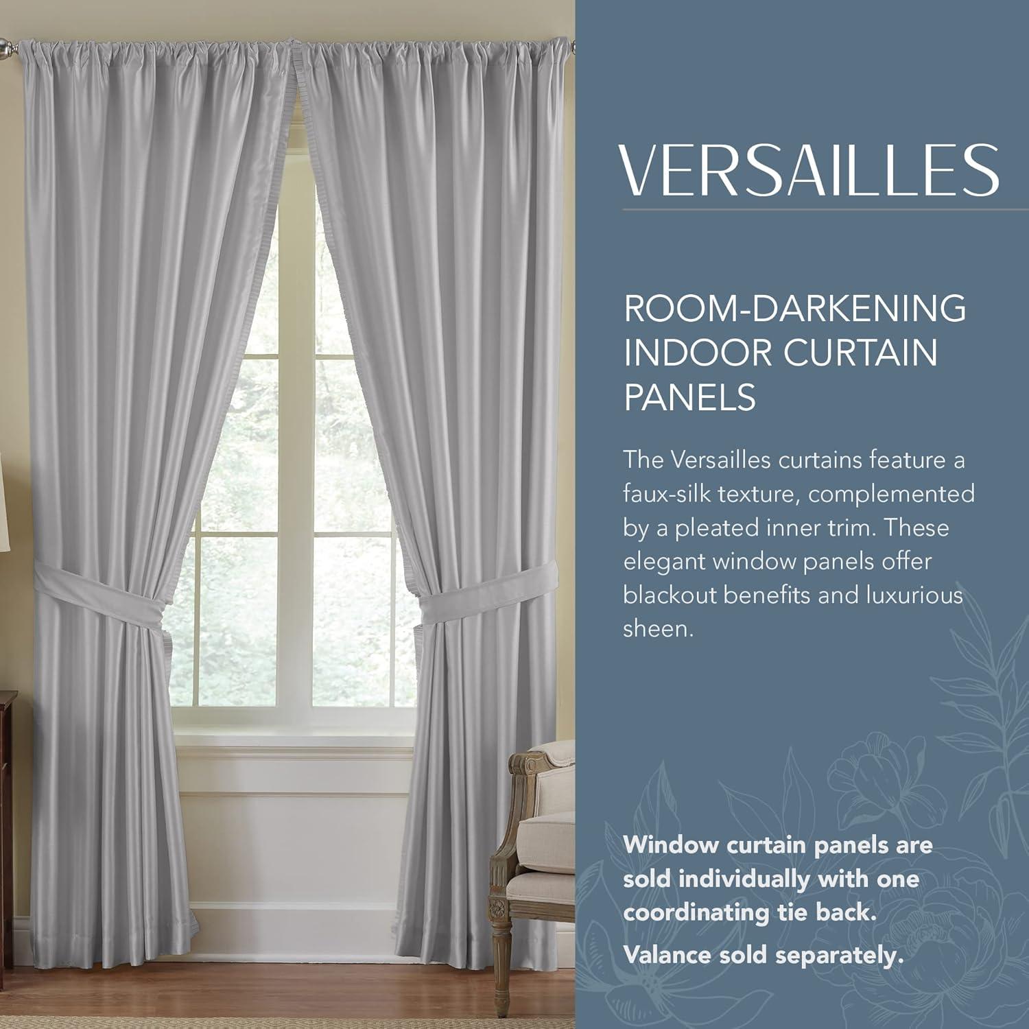 Elrene Versailles Faux Silk Room Darkening Single Window Curtain Panel - Elrene Home Fashions