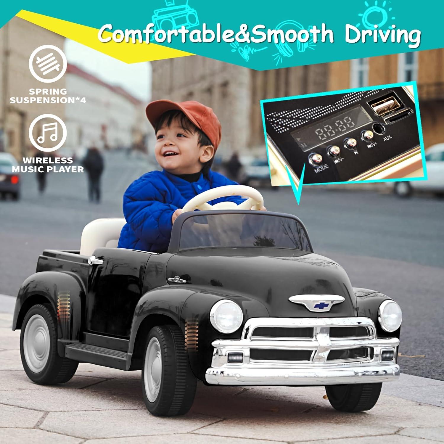 Black 12V Kids Ride-On Chevrolet 3100 Pickup Truck