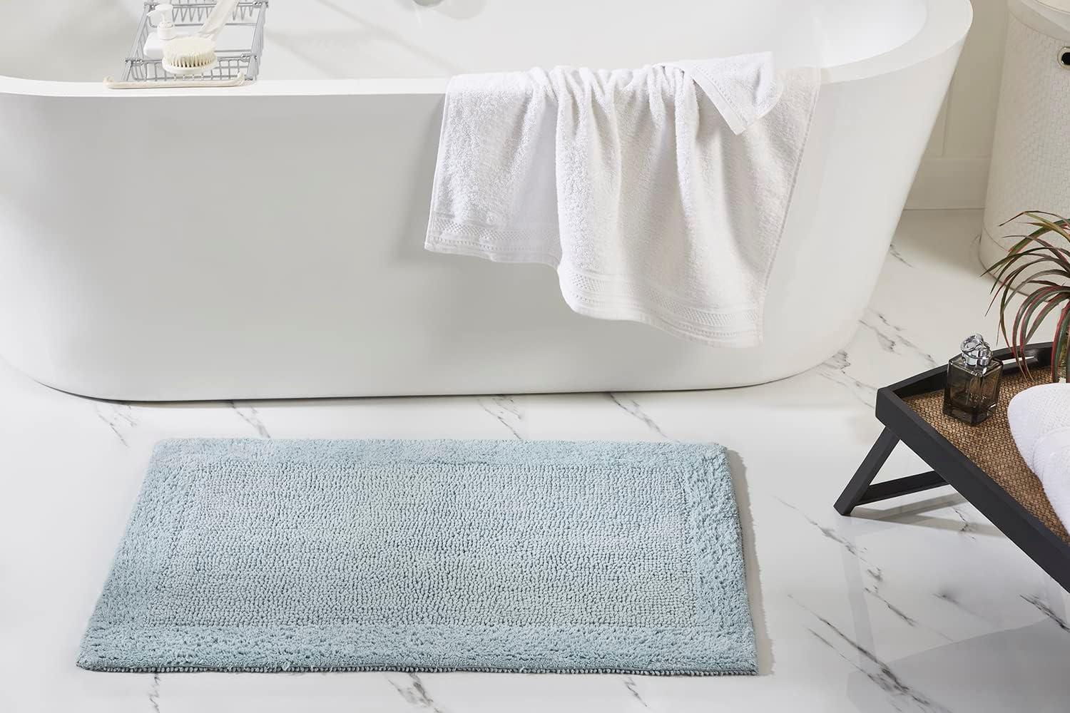 Better Trends Edge 100% Cotton Tufted Reversible Bath Rug 21" x 34" Rectangle - Blue