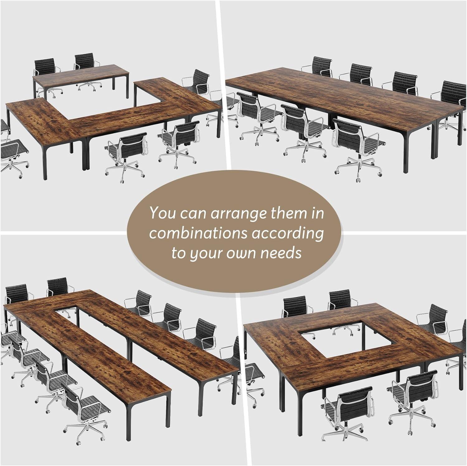 13FT Brown MDF and Metal Conference Table for 16